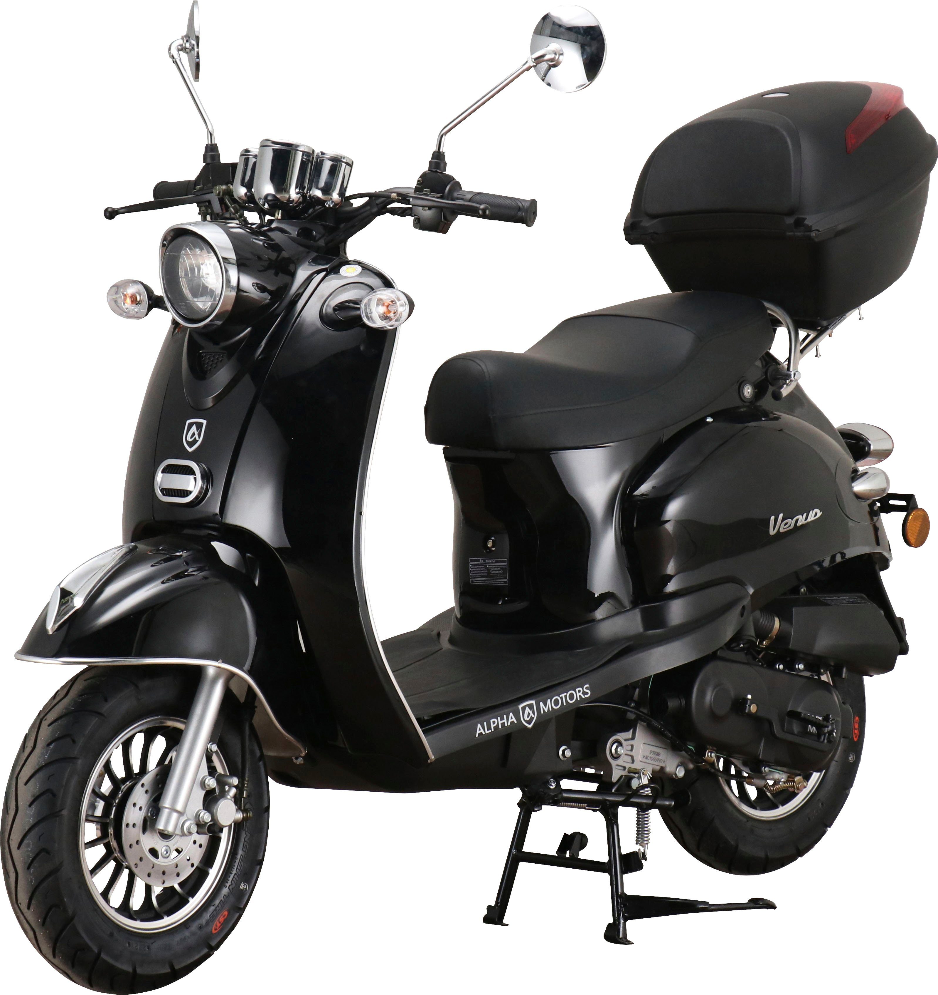 Alpha Motors Motorroller Venus, 50 ccm, 45 km/h, Euro 5, (mit Topcase), im Retro-Look