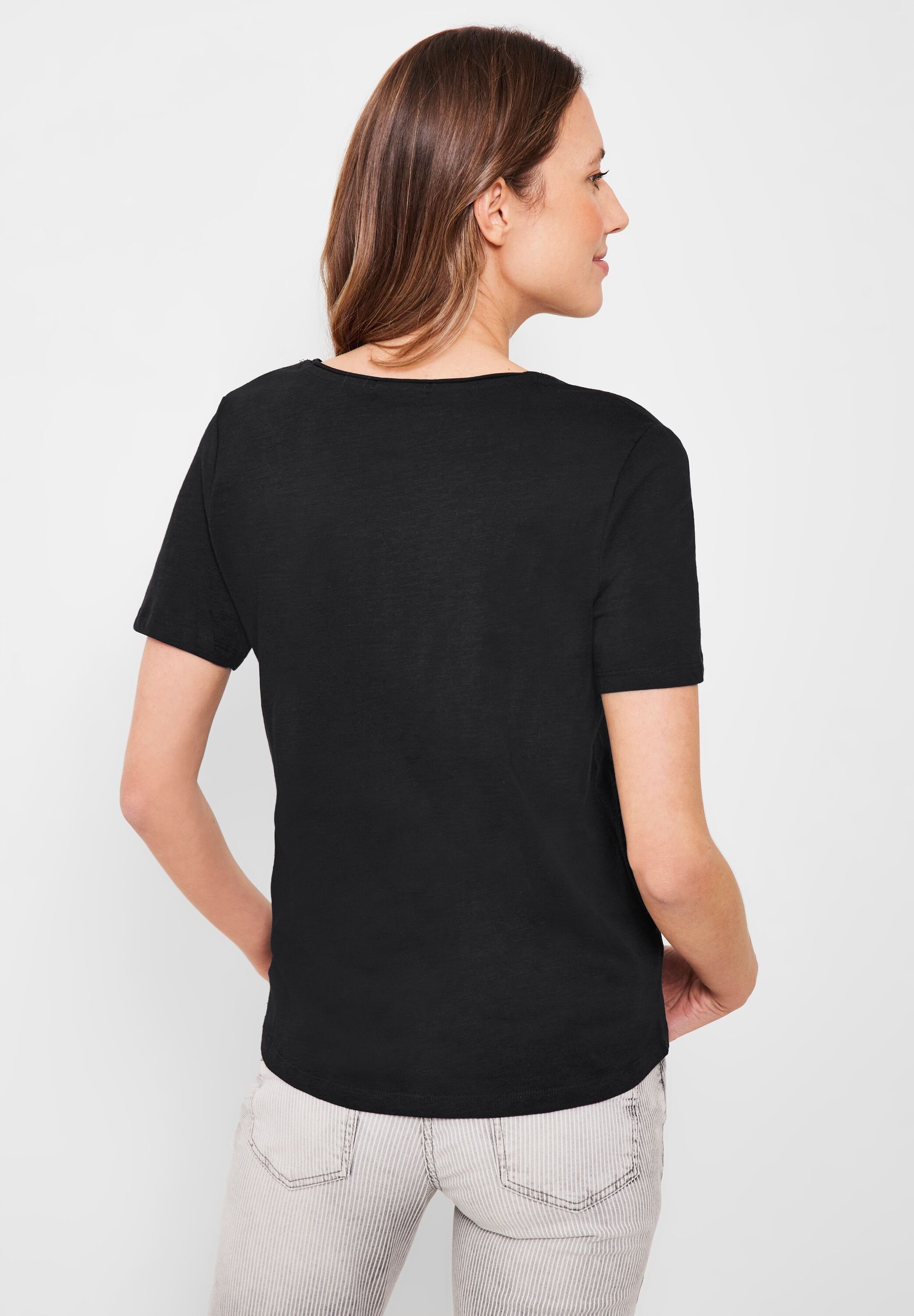 Cecil T-Shirt Cecil Unifarbendes Black (1-tlg) Basic Vorhanden in T-Shirt Nicht