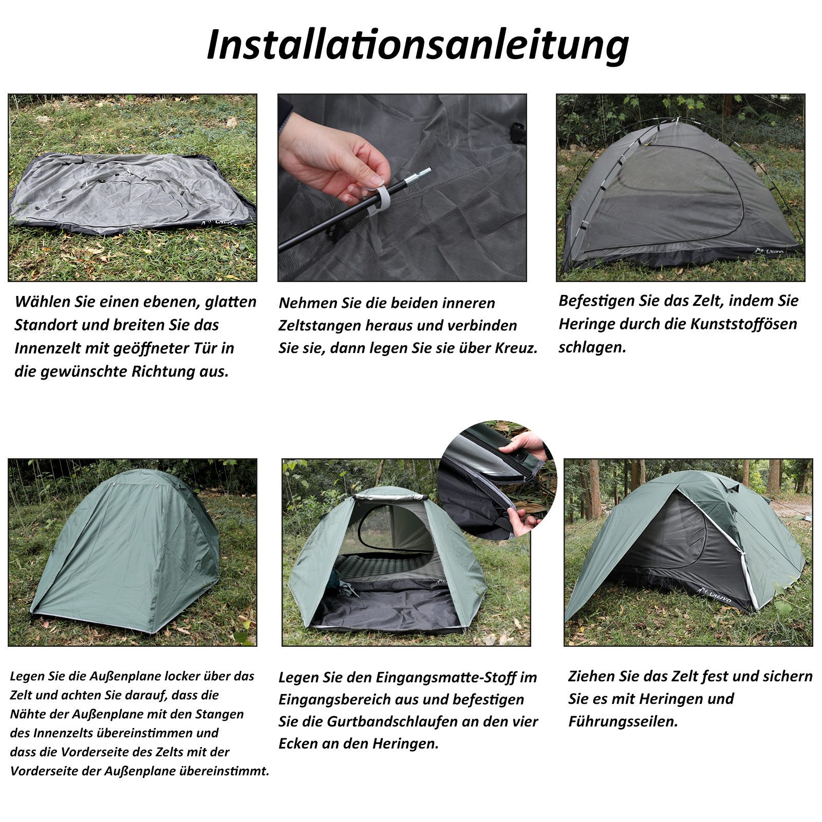 CALIYO Kuppelzelt Zelt für 2 und 3 Personen in 4 Jahreszeiten, Ultraleicht für Camping, Personen: 2, Doppeltüren, Wasserdicht, einfach aufzubauen und zu tragen