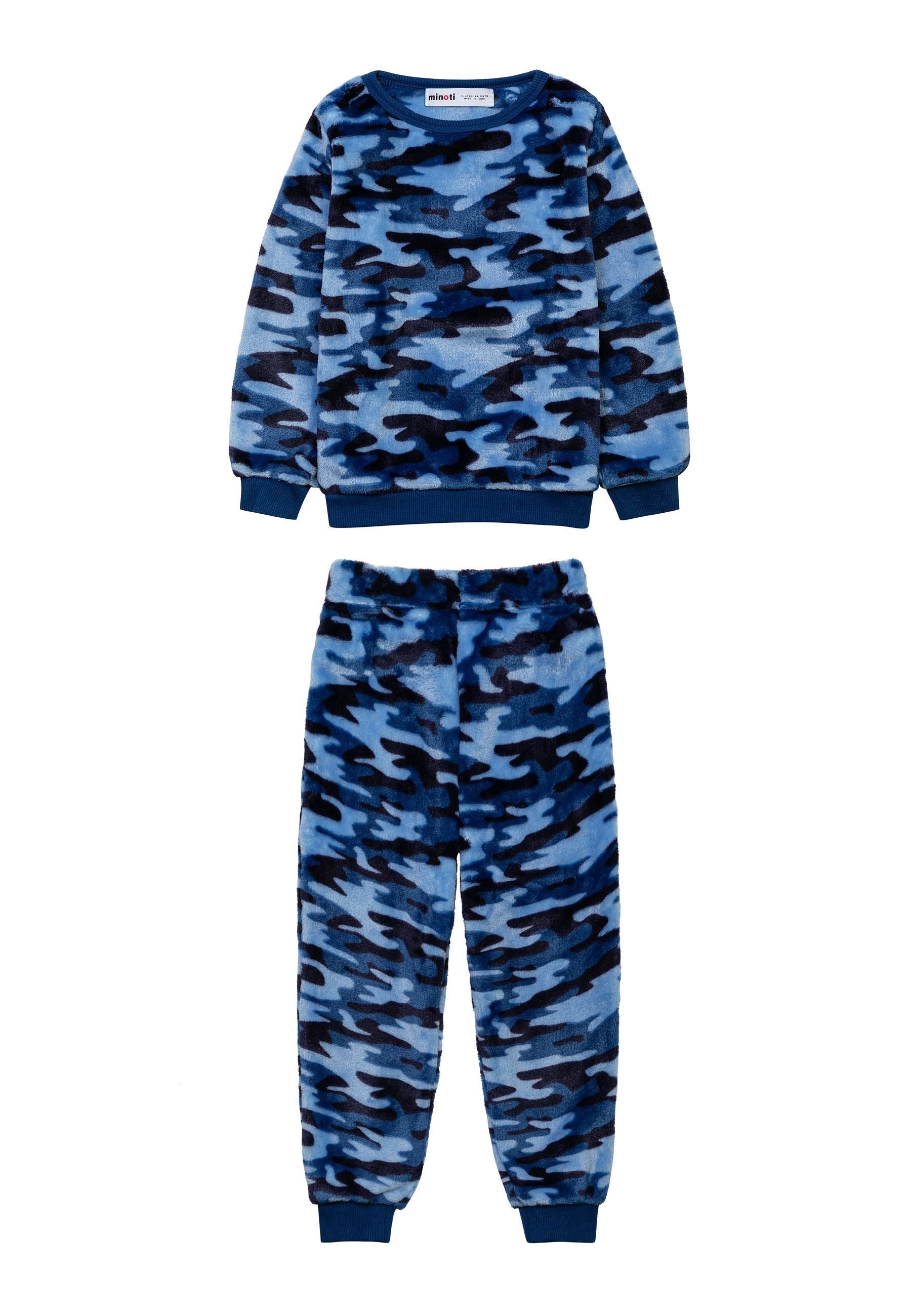 MINOTI Schlafanzug Schlafanzug-Set aus kuscheligem Fleece (1y-8y) Blau Meliert