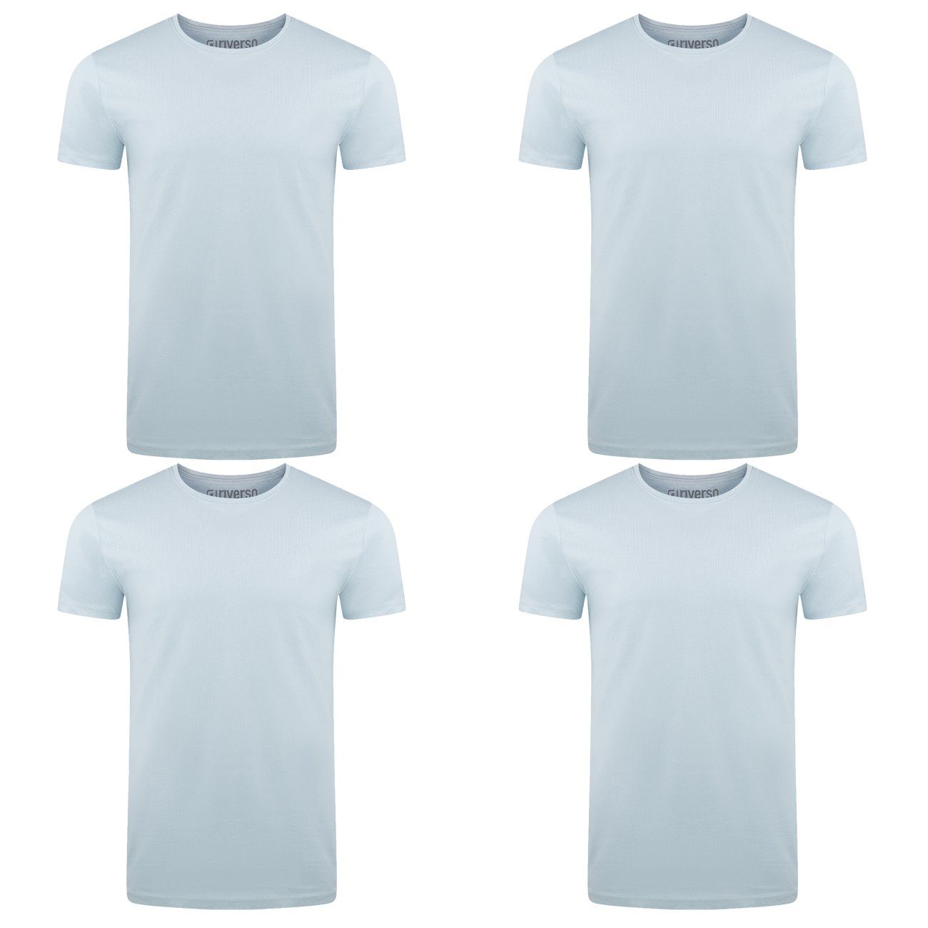 riverso T-Shirt RIVAaron O-Neck 4er Pack (4-tlg) Organic Cotton Bio 100% Baumwolle Light Blue (19200)
