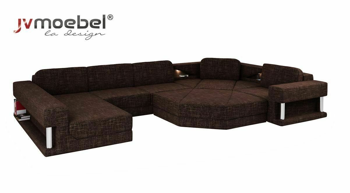 JVmoebel Ecksofa Designer Braune Wohnlandschaft U-Form Sofa Luxus Textil Couch, Made in Europe