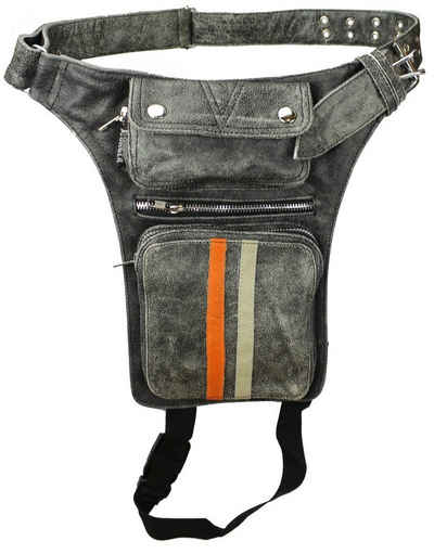 Alpha Speeds Beintasche Motorrad & Biker Rind Echt Leder Beintasche Vintage Custom Grau (1-tlg)