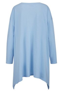 MIAMODA Longsleeve T-Shirt oversized V-Ausschnitt Langarm Zipfelsaum