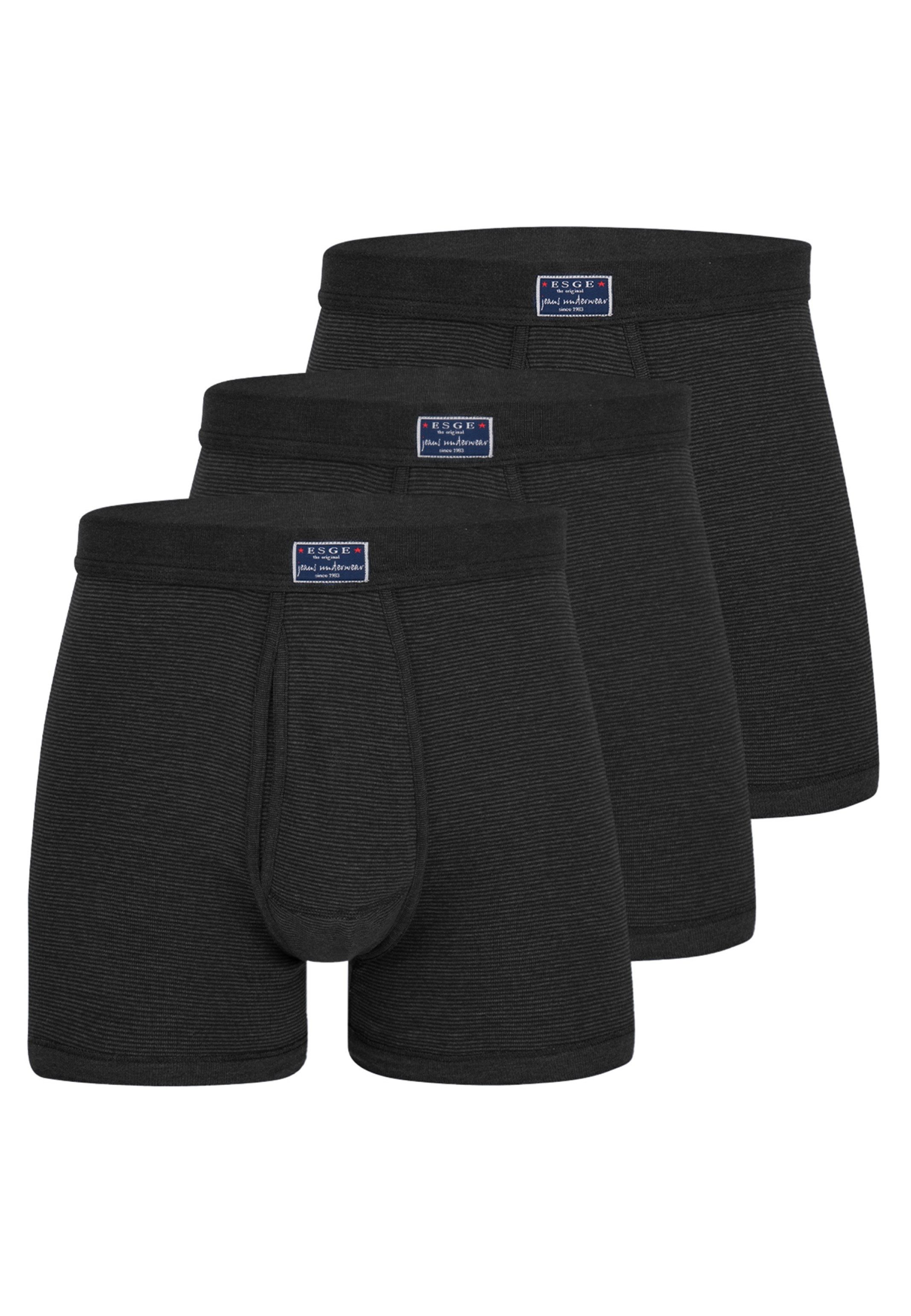 ESGE - Die Wäsche-Macher Retro Boxer 3er Pack - Feinripp Jeans (Spar-Set, 3-St) Pant mit Eingriff - Baumwolle - Mit Eingriff - Ohne Seitennähte