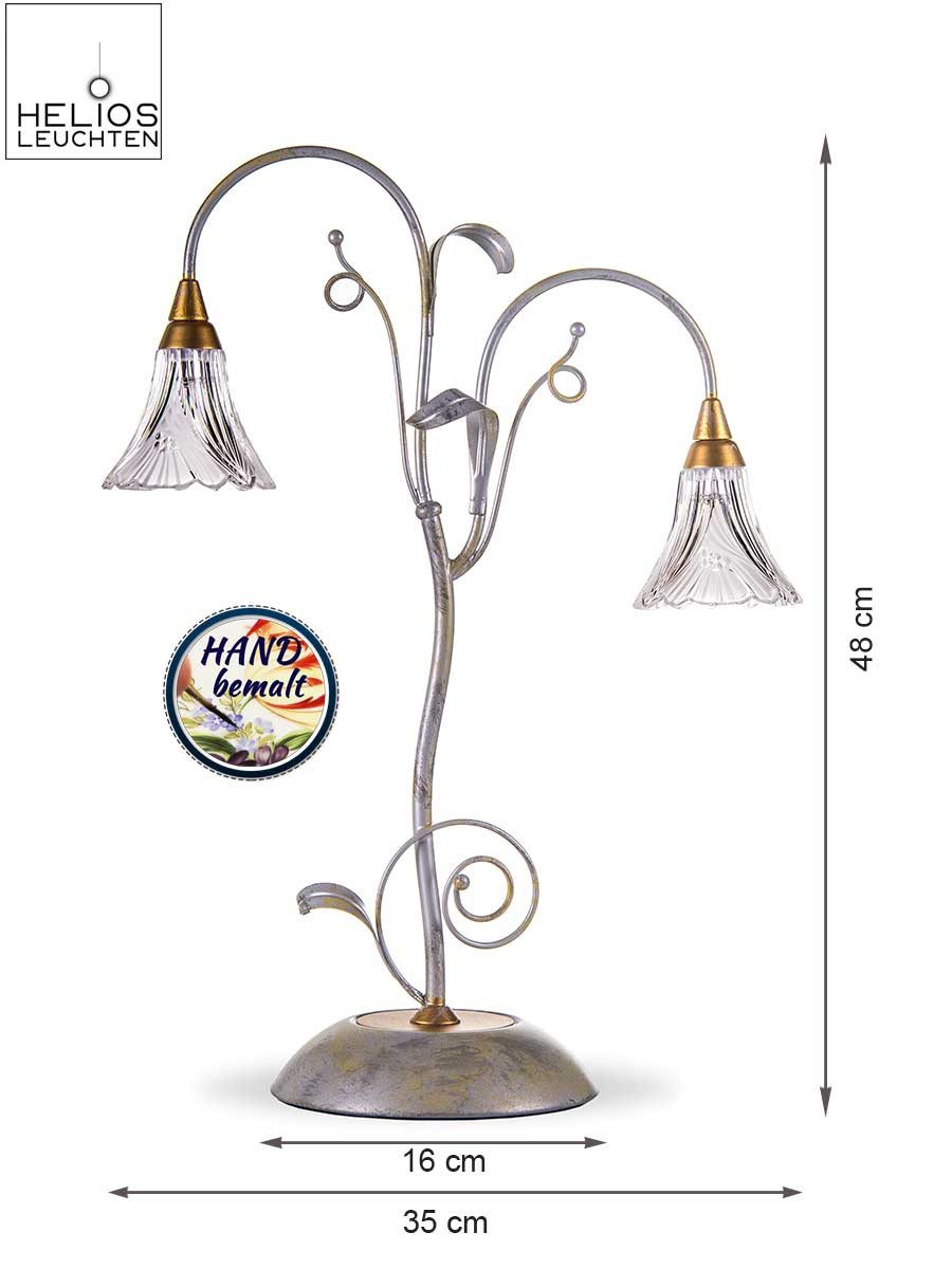 Helios Leuchten Tischleuchte florentiner Landhausstil Glas Bleikristall, Schreibtischlampe Nachttischlampe, italienisches Manufakturprodukt – Bild 3 von 5