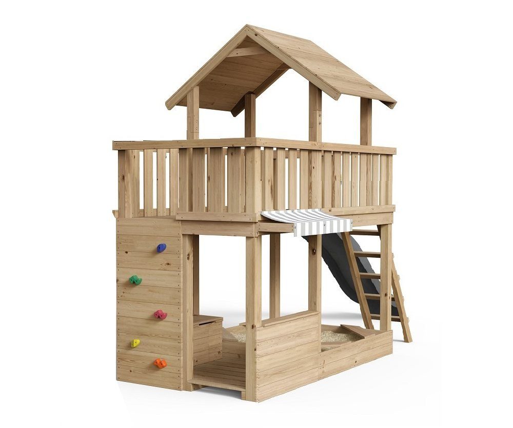 SCHEFFER Outdoor Toys Spielturm Mia BLAU, naturbelassenes Lärchenholz