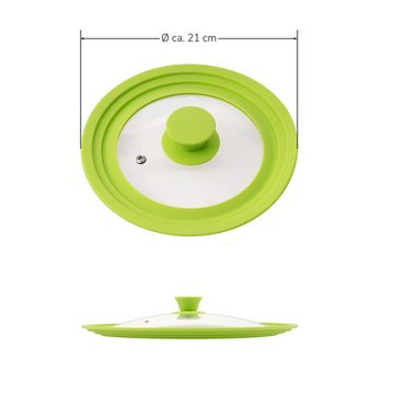 bremermann Topfdeckel Universal-Glasdeckel mit Silikonrand, 16/18/20 cm, grün klein