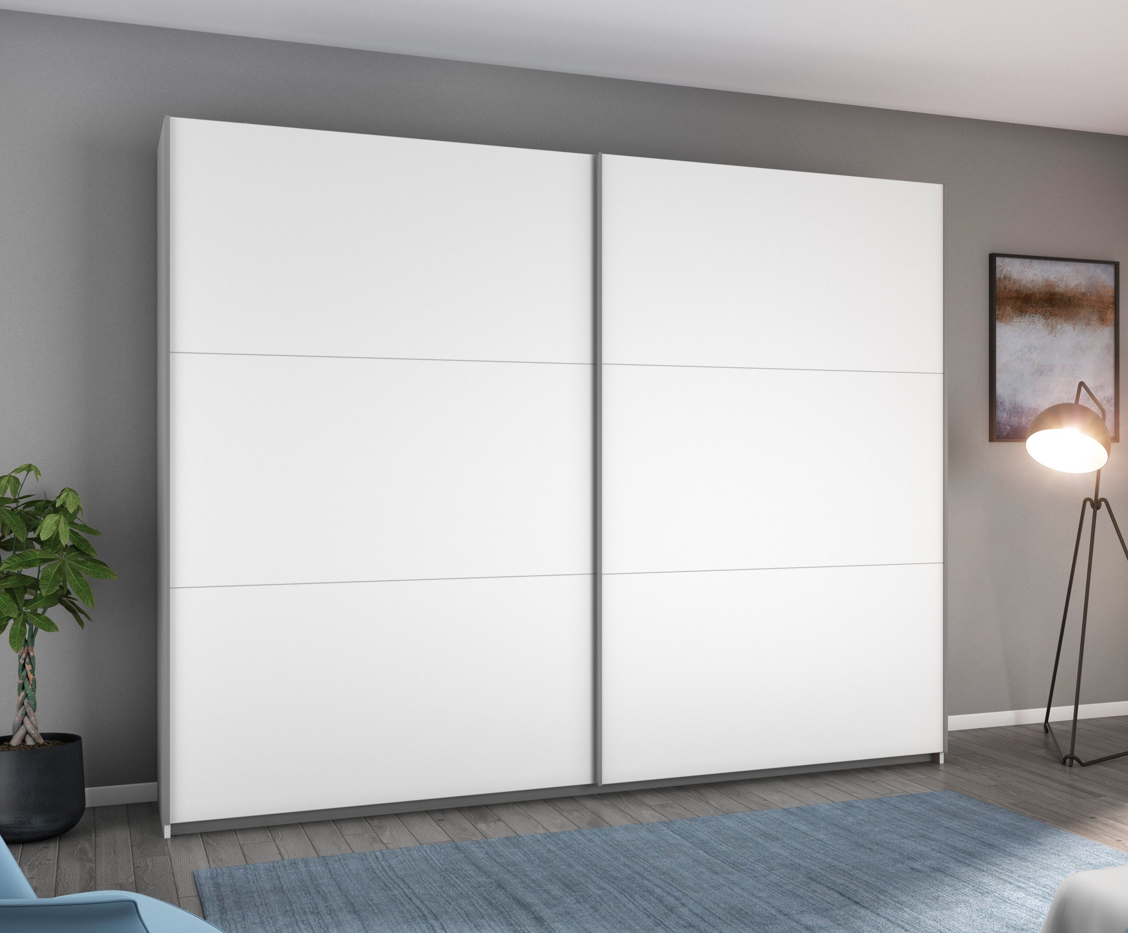 rauch Schwebetürenschrank AURELIO Kleiderschrank Garderobe (3 Ausstattungen BASIC/CLASSIC/PREMIUM (inkl. SOFT-CLOSE-FUNKTION) 3 verschiedene Ausstattungsvarianten Griffe aus Metall MADE IN GERMANY