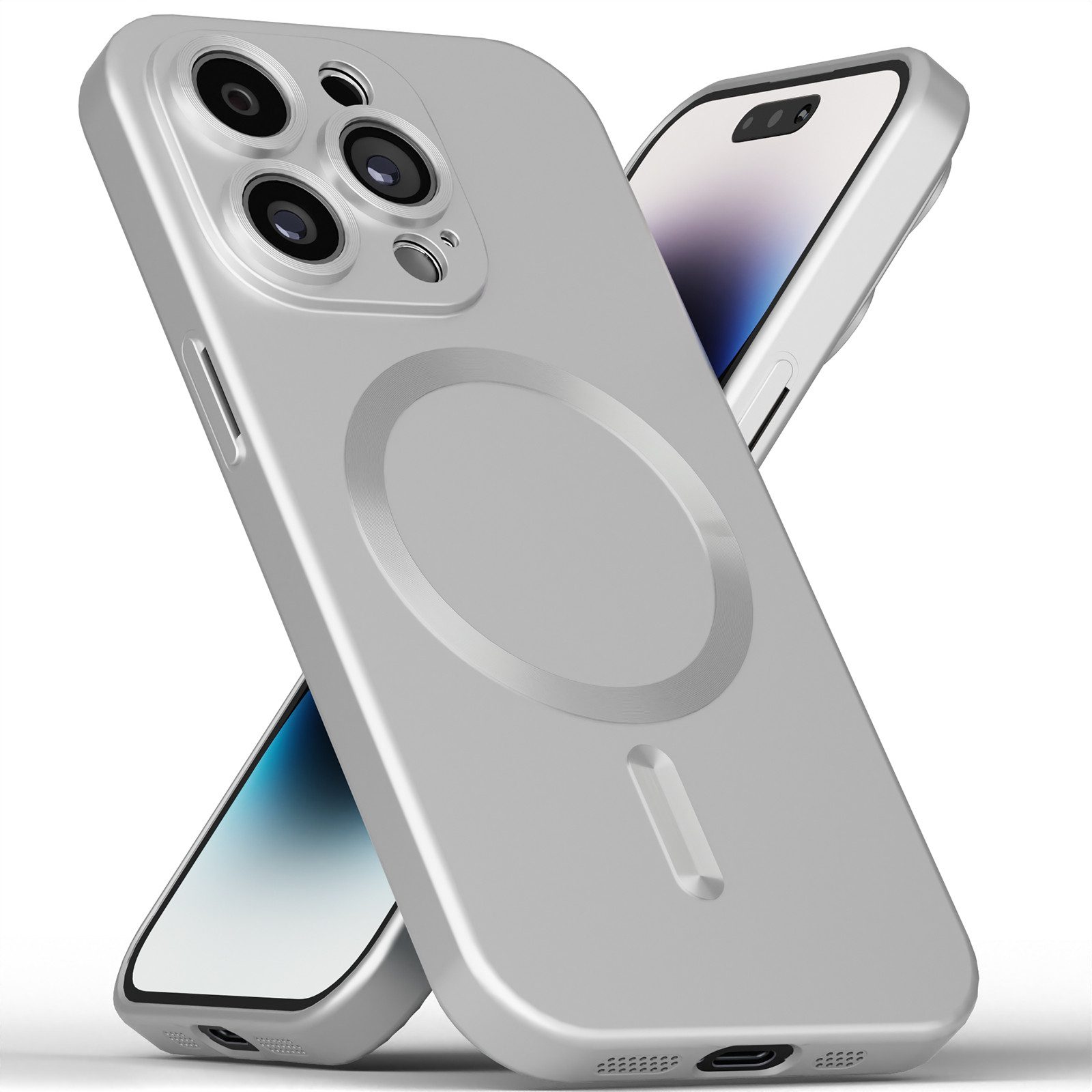 GreenHec Handyhülle Hülle iPhone 16 15 14 13 Pro Max Plus Slim MagSafe Case Dünn Handy 7 Zoll, Cover Bumper Schutzhülle Blau Silber Grau Rose Kameraschutz