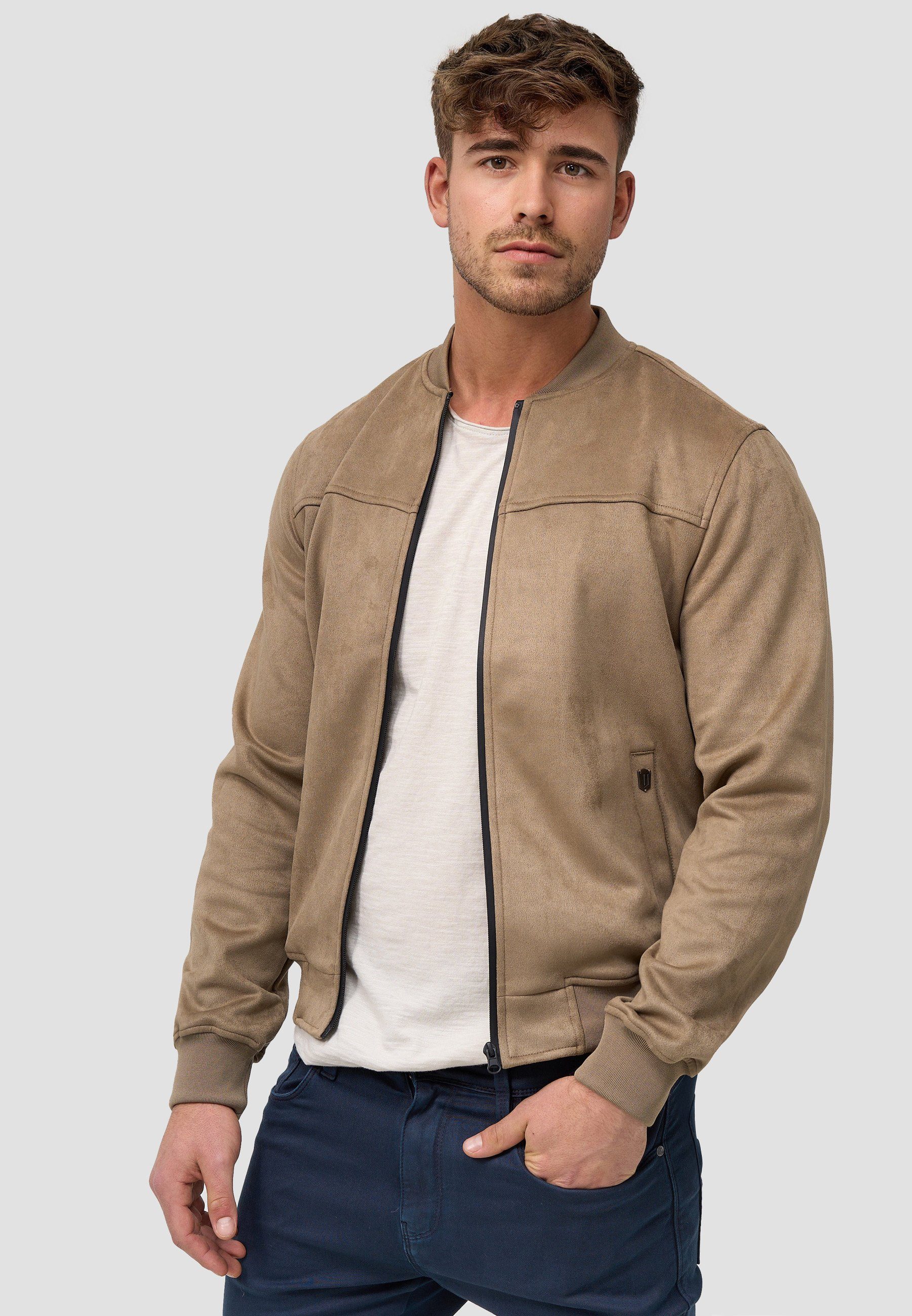 Indicode Lederimitatjacke Herren Ibon Übergangsjacke Herrenjacke Kunstlederjacke mit Stehkragen