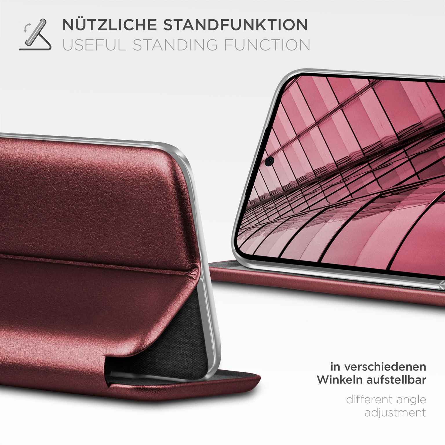ONEFLOW Handyhülle für Samsung Galaxy A54 5G Premium Hülle Business Cover Rot 6,4 Zoll, 360 Grad Schutzhülle Flip Case Etui Klapphülle Dünn Leder Handy Tasche