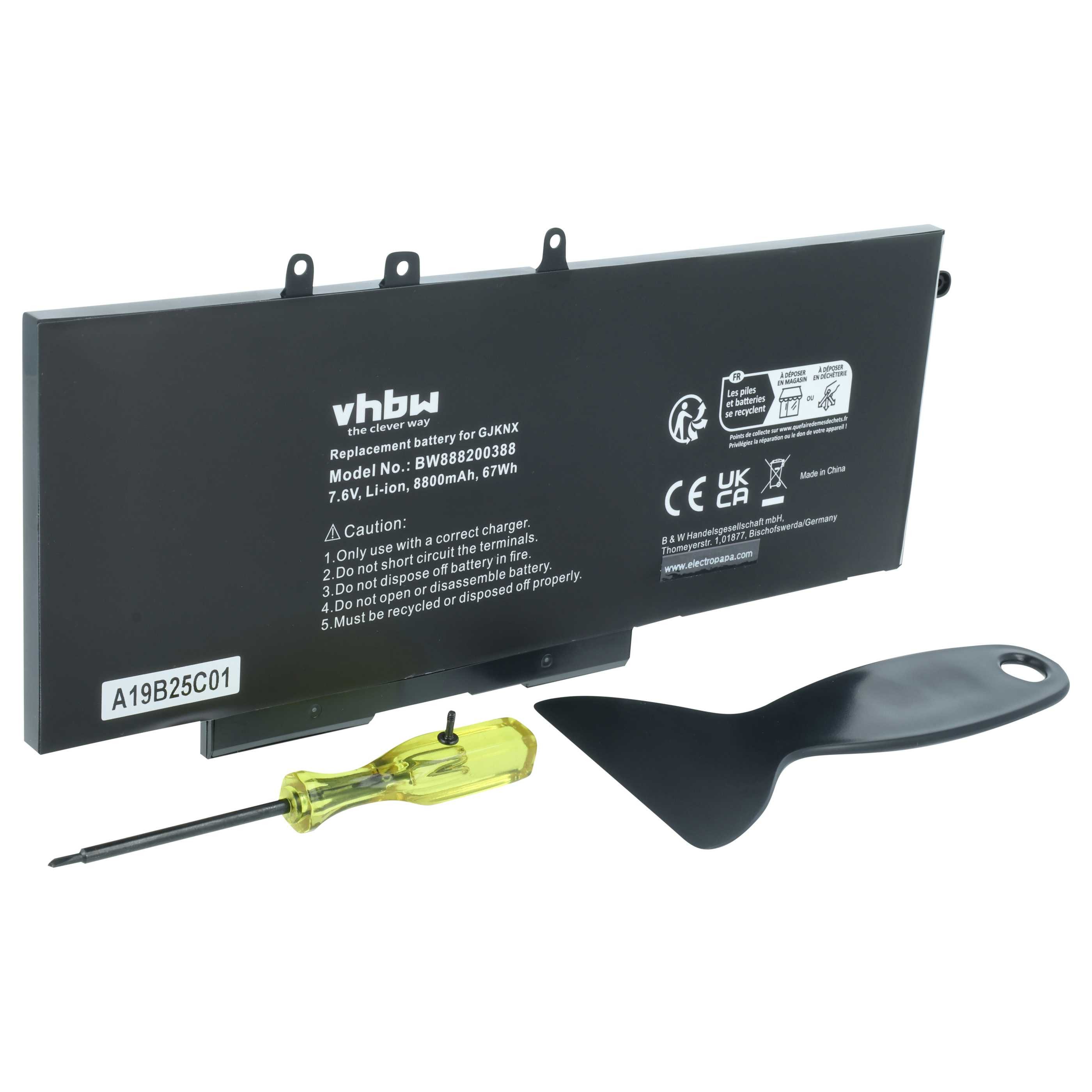 vhbw Akku passend für Dell Latitude 5290, 5280, 15 5591, 14 5491, 14 5490, Laptop-Akku Akku Li-Ion 8800 mAh (7,6 V, 1 St), Leistungsfähiger Austausch-Akku für Notebook, Wiederaufladbar, Jede