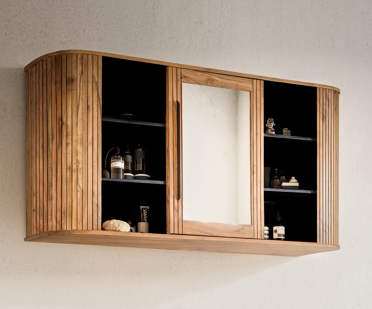 Main Möbel Badezimmerspiegelschrank Spiegelschrank 145x75cm 'Atlantic' Akazie massiv