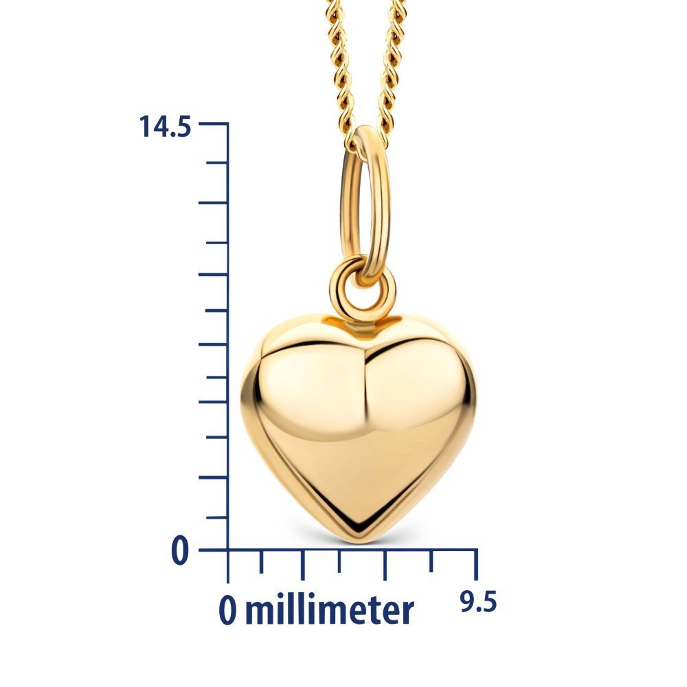 Miore Herzkette M4047N für Damen Kette und Herzanhänger aus 14K (585) Gelbgold, Anhänger 9,5 x 14,5 mm - Panzerkette