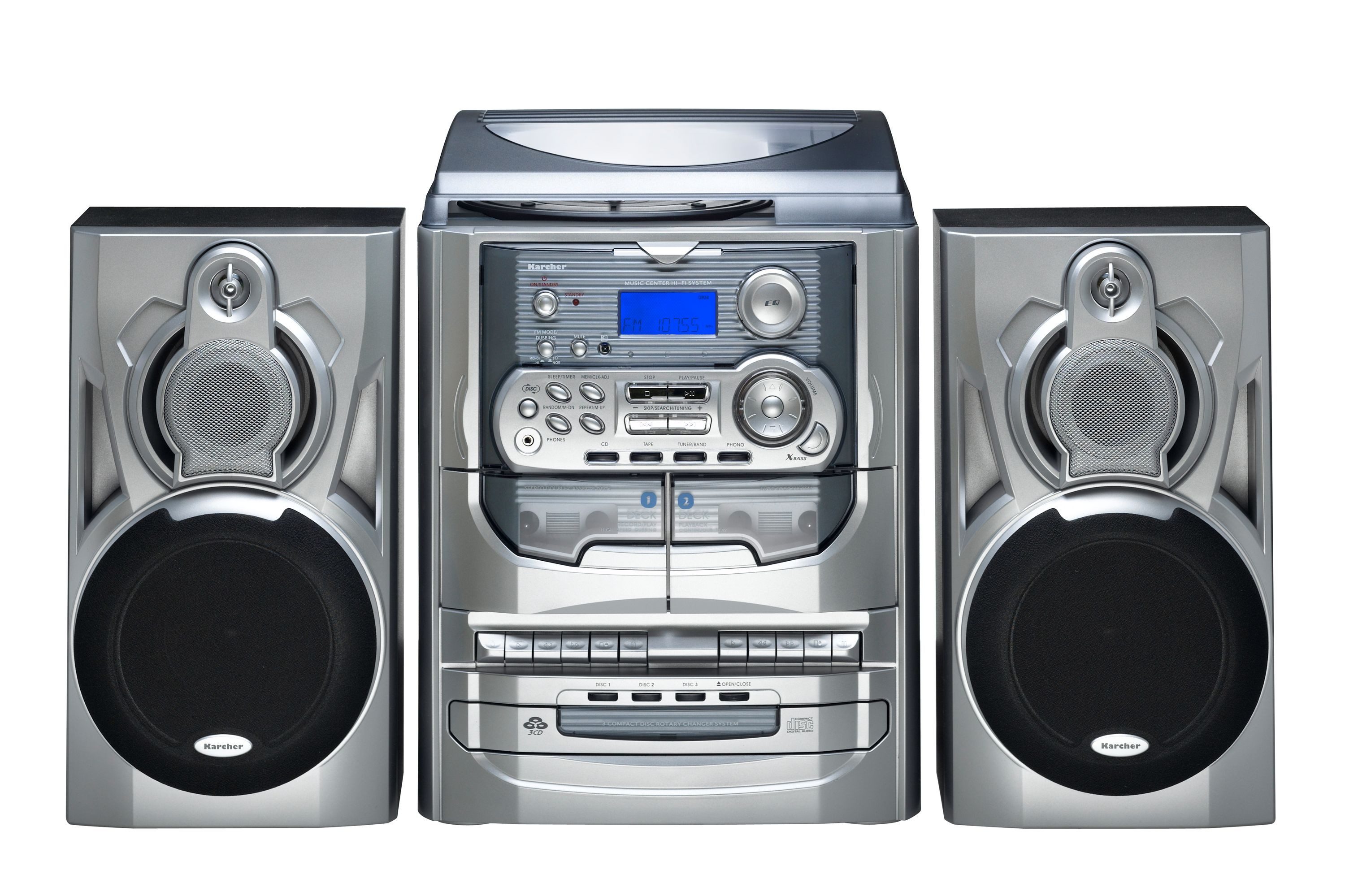 Karcher KA 5300 Plattenspieler (Stereoanlage mit CD-Player (3-fach Wechsler), Kassettendeck, Radio)