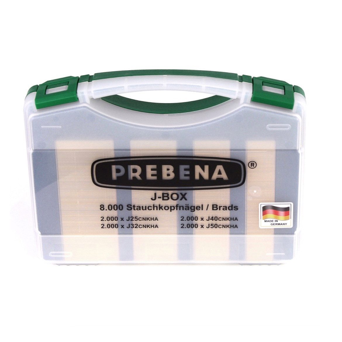 Prebena Nagel J-BOX CNKHA Stauchkopfnägel Brads Typ J aus Stahl verzinkt geharzt ga