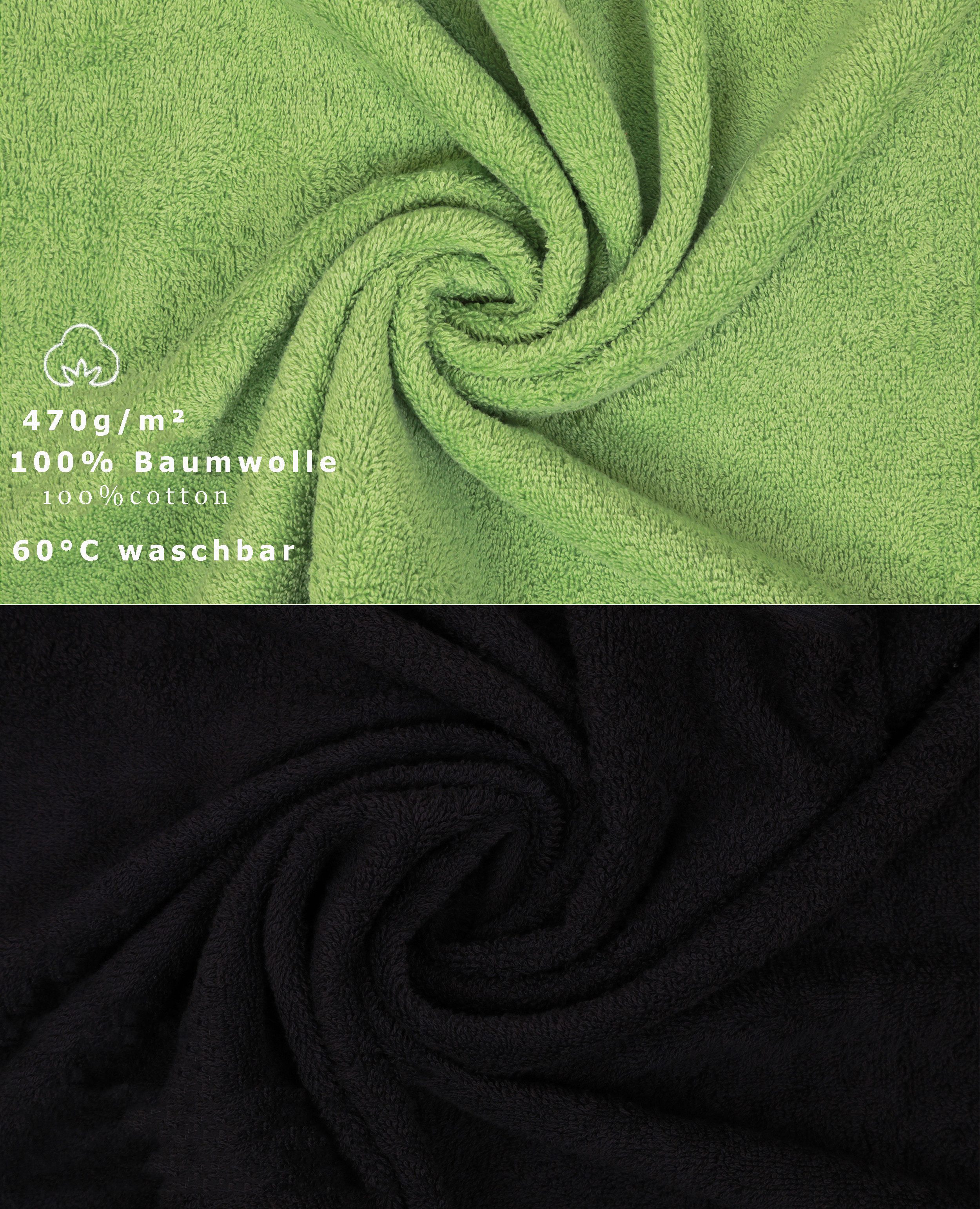 Betz Waschhandschuh 10 Stück Premium 16x21 cm Farbe schwarz und apfelgrün, (Set, 10-St)