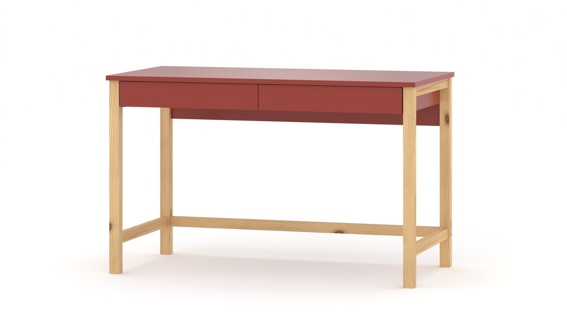 Schubladen) Schreibtisch Schreibtisch mit (Schreibtisch Maria Siblo Natural Maria Rot mit Natural Schubladen