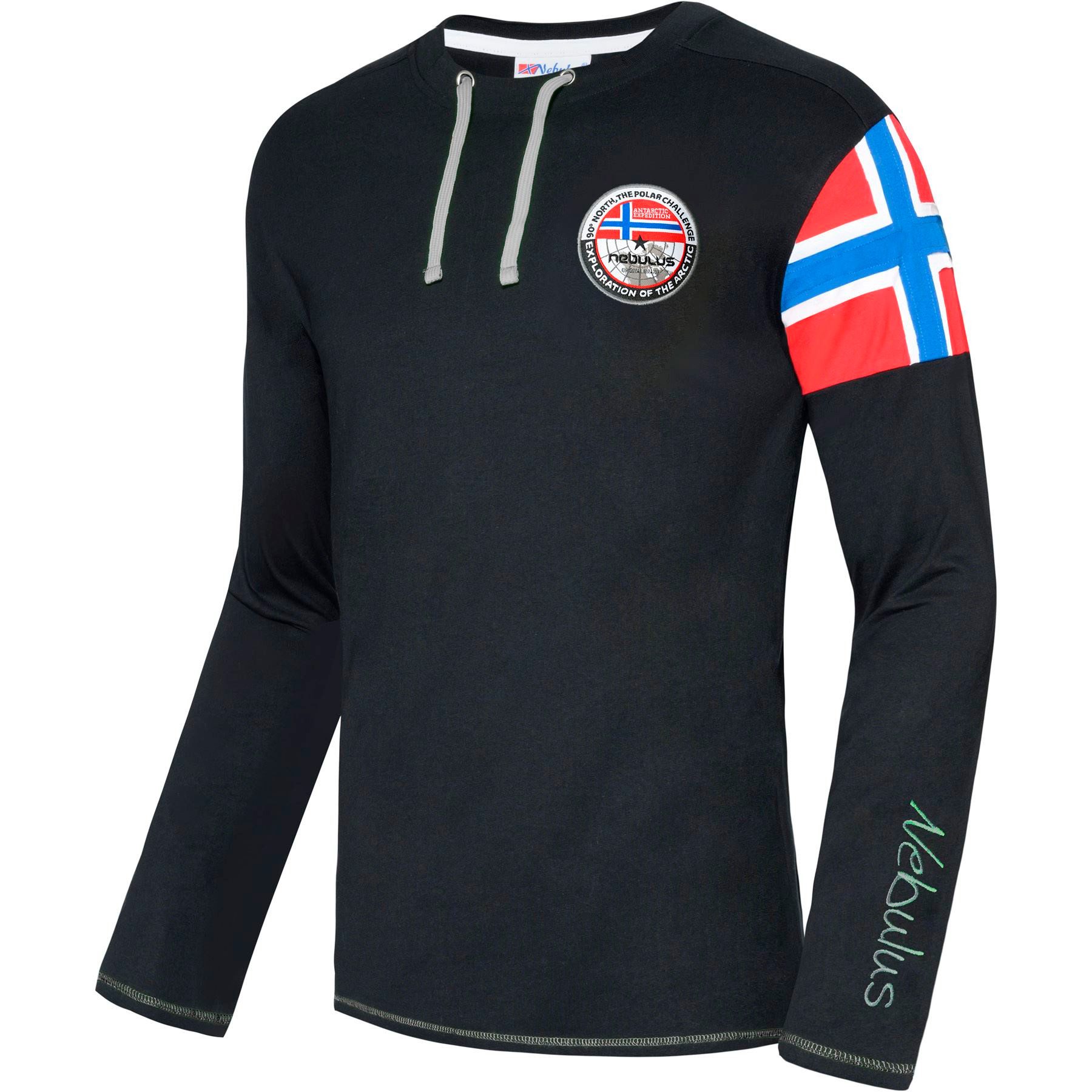 Nebulus Langarmshirt FRERK, P6671 - Herren, schwarz-grau, M