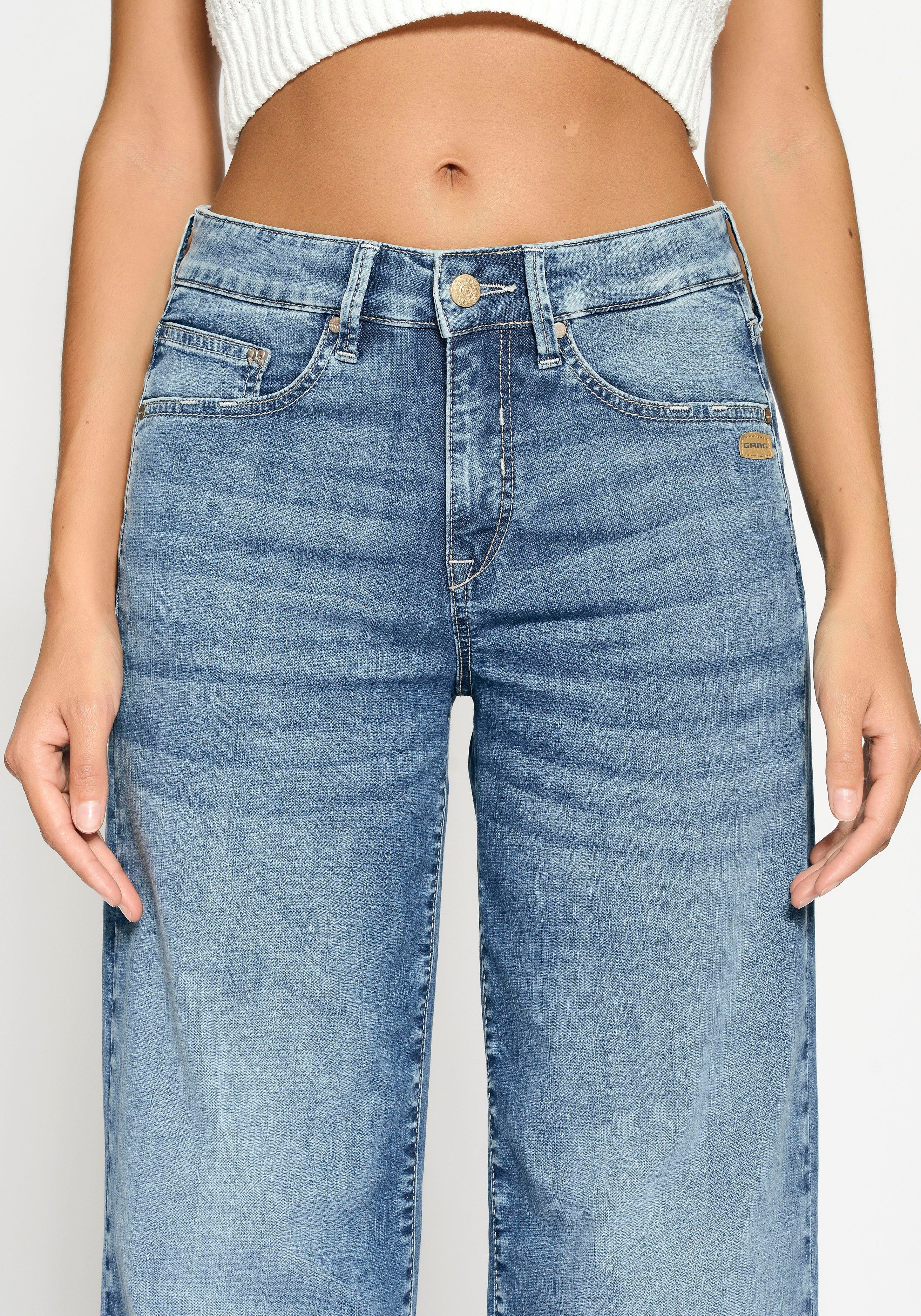 GANG Weite Jeans 94CARLOTTA weiter Fit im bodenlangen Palazzo-Style