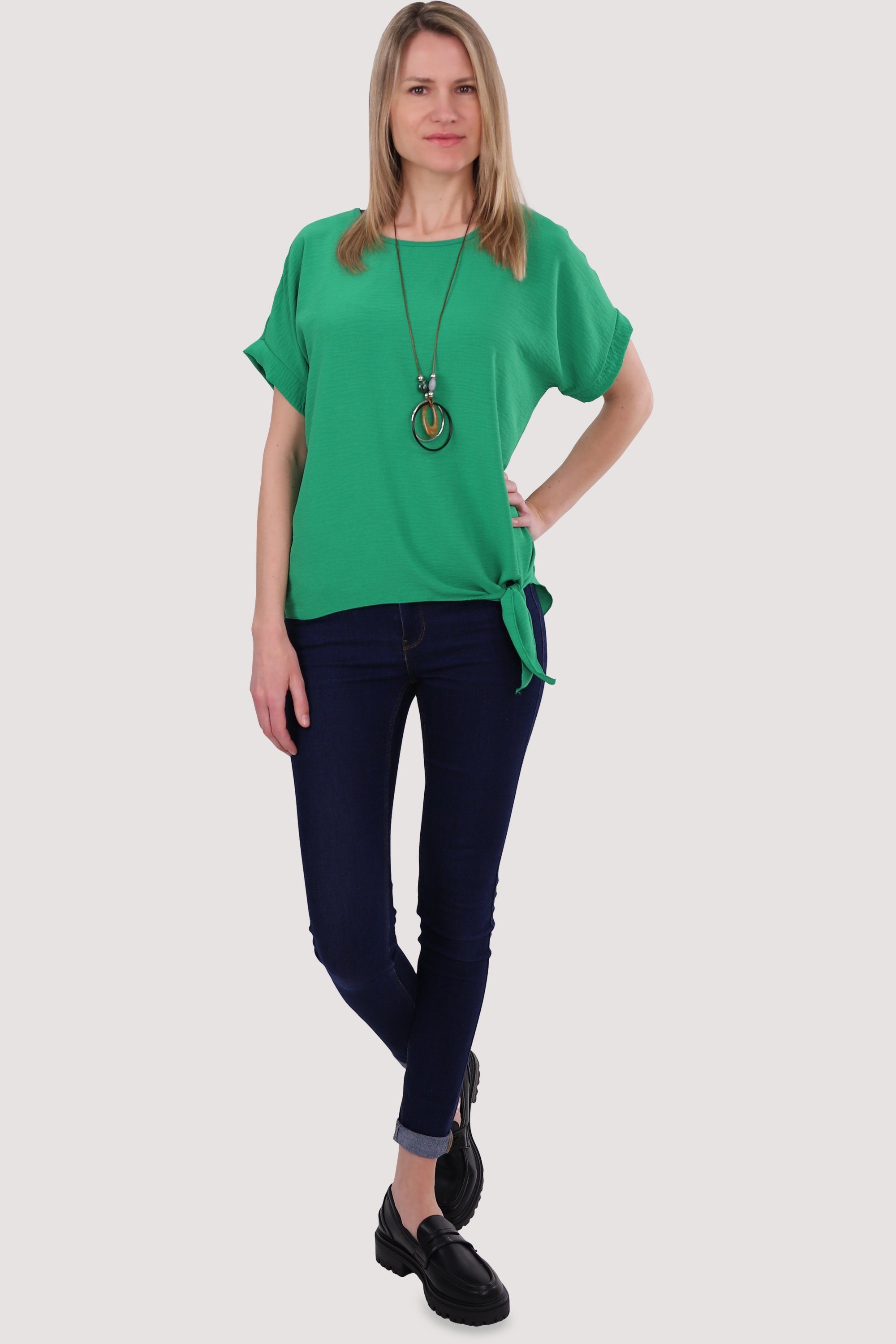 Bindeknoten grün Blusenshirt 10508 fashion Kette more than malito mit Einheitsgröße und