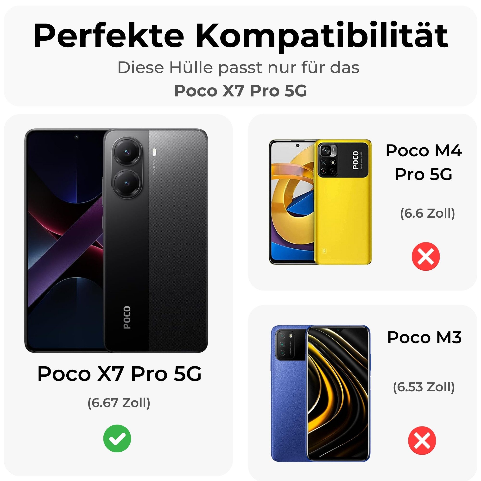 betterfon Handyhülle für Poco X7 Pro 5G 2-teiliges 360° TPU Schutzcase, Vollschutz Case mit integriertem Displayschutz und klarer Sicht