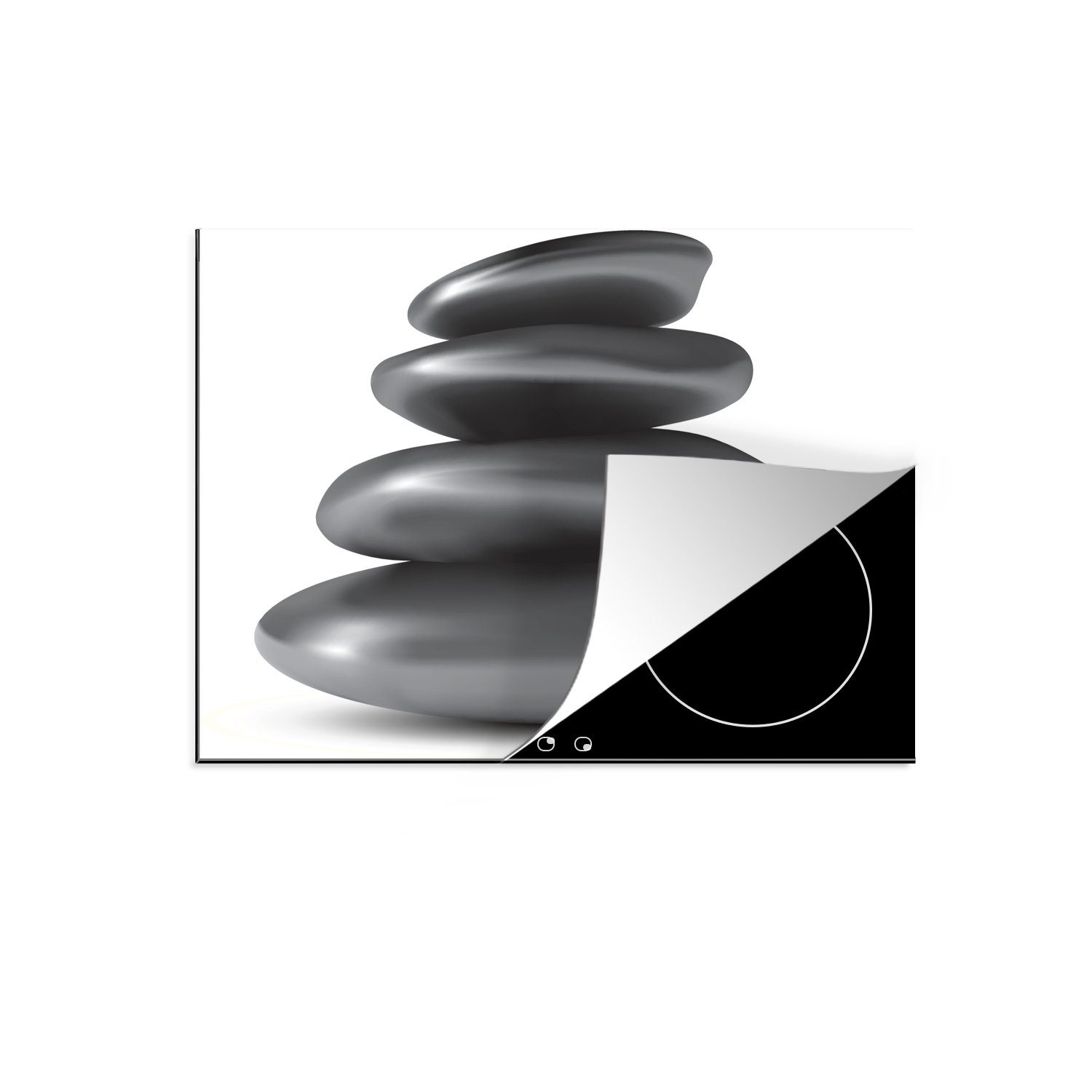 Zen-Steine stapeln, Induktionsschutz, Ceranfeldabdeckung (1 Induktionskochfeld, Vinyl, tlg), Herdblende-/Abdeckplatte cm, MuchoWow 57x51