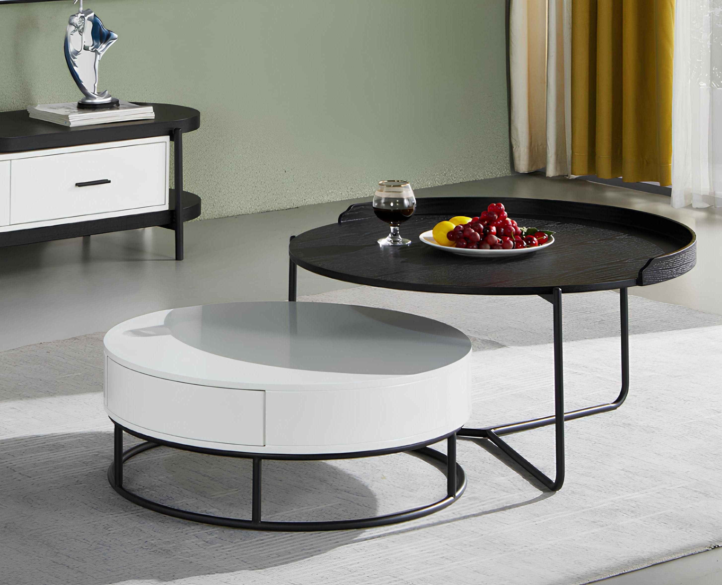 Xlmoebel Beistelltisch Runde Couchtische im modernen Luxusdesign aus hochwertigem Material (Set, 2-St., 2x Couchtische), Hergestellt in Europa