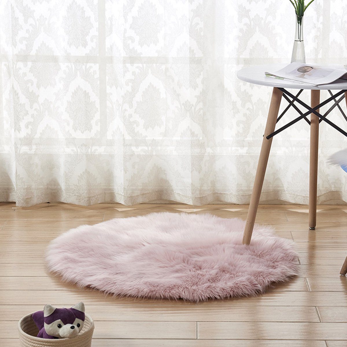 BTTO Hochflor-Teppich Flauschigen Teppiche,Shaggy Hochflor Teppich,Weicher Teppich,Rund, Faux Lammfell Schaffell Teppich