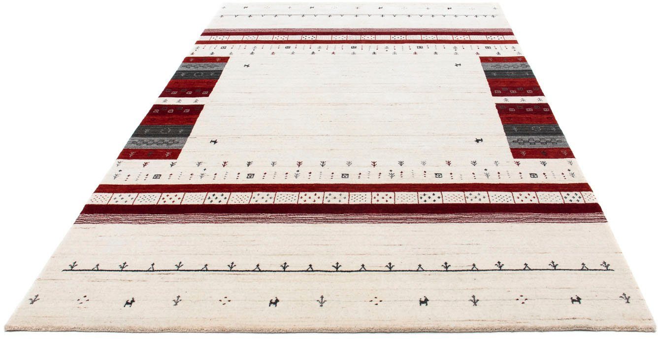 Wollteppich Gabbeh - Loribaft Perser - 246 x 166 cm - beige, morgenland, rechteckig, Höhe: 12 mm, Wohnzimmer, Handgeknüpft, Einzelstück mit Zertifikat
