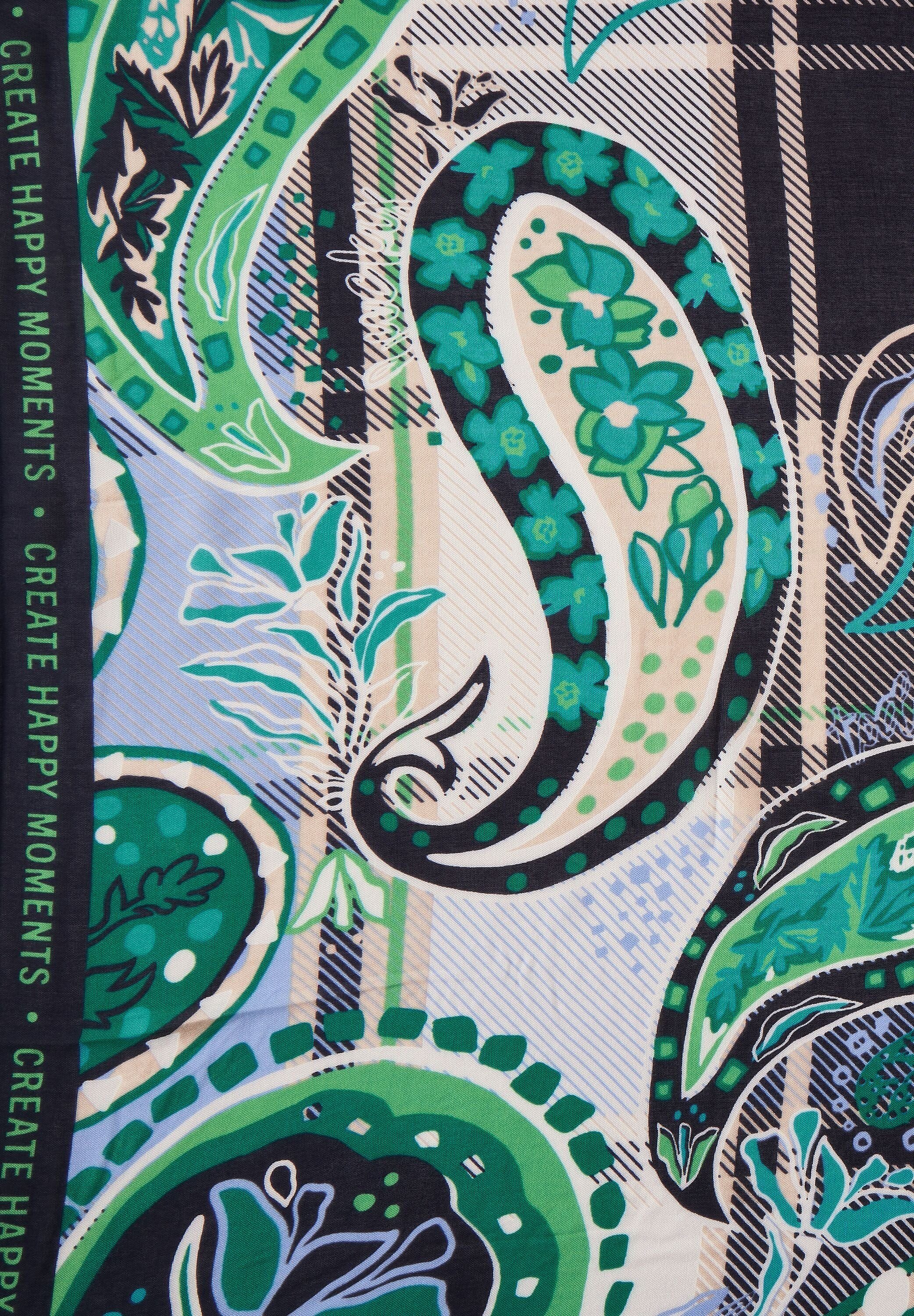Cecil Modetuch Print und Paisley Print, Tuch Muster mit Wording Cloth quadratisches