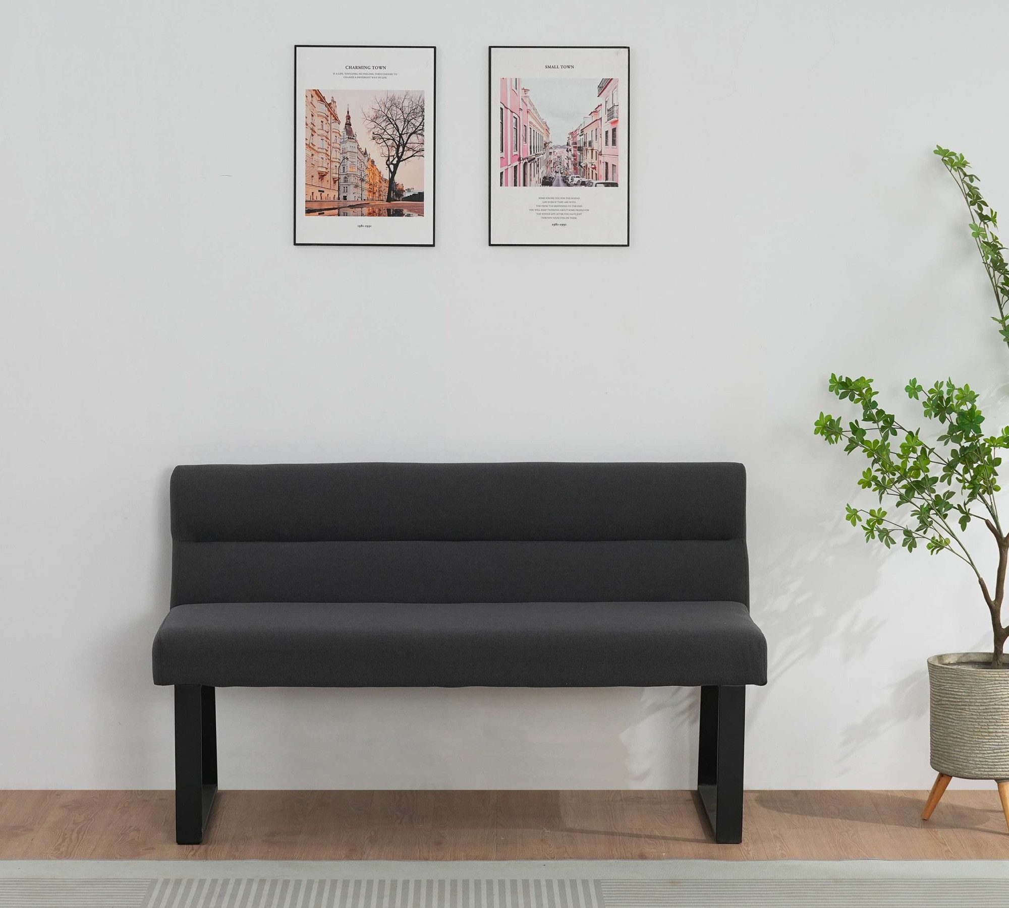 OTTO home Essbank Ivanna, schwarze Metallbeine, pflegeleichtem Webstoff Bezug, Breite 140 cm