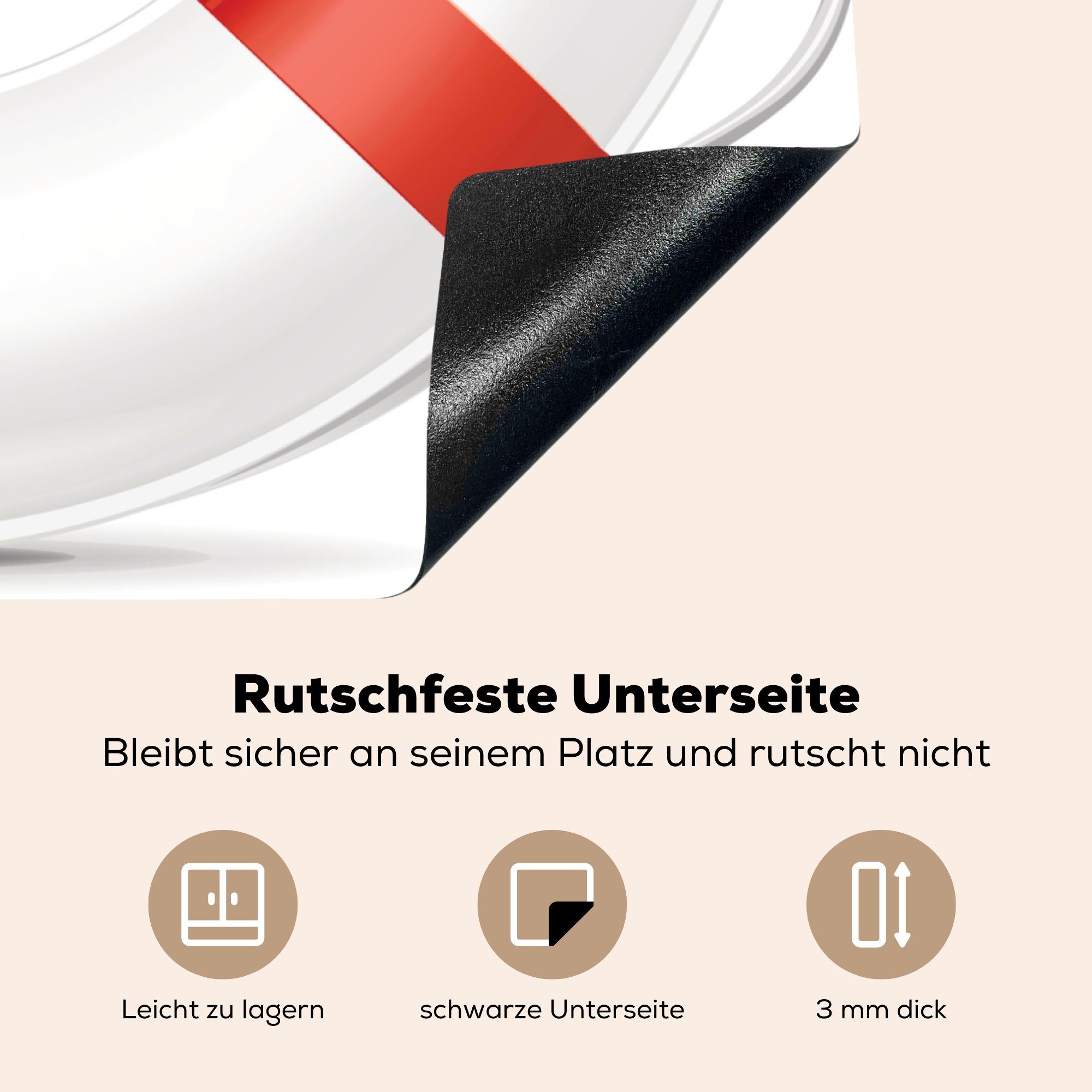 (1 cm, Arbeitsplatte 78x78 weißen Ceranfeldabdeckung, Boje einem küche MuchoWow einer Vinyl, Herdblende-/Abdeckplatte vor Illustration tlg), für Hintergrund,