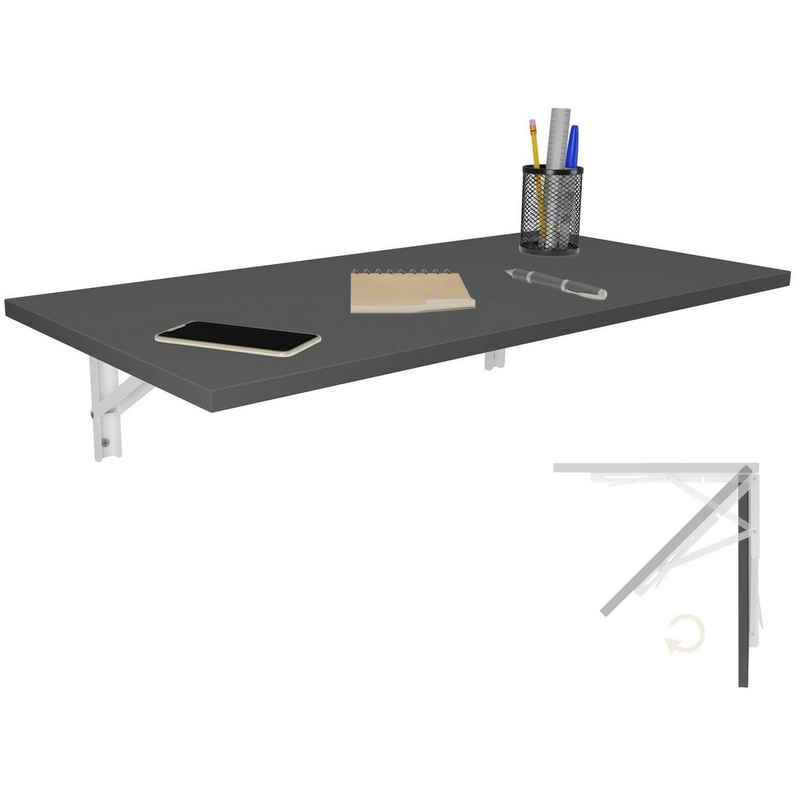 KDR Produktgestaltung Klapptisch 80x40 Wandklapptisch Esstisch Küchentisch Schreibtisch Wand Tisch, Anthrazit