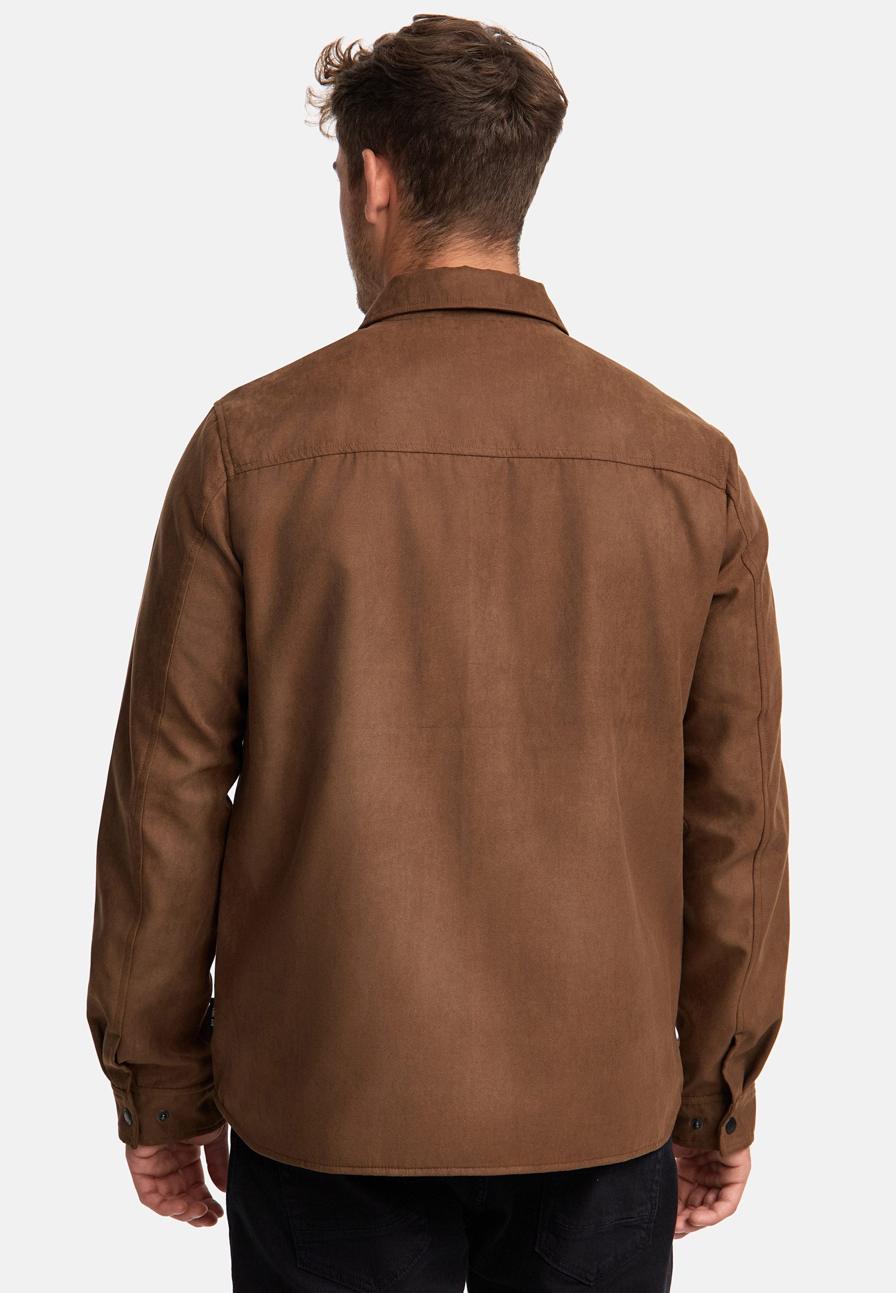 Indicode Langarmhemd Herren INFinny Herrenhemd Langarm Stylisches Fake-Suede-Hemd