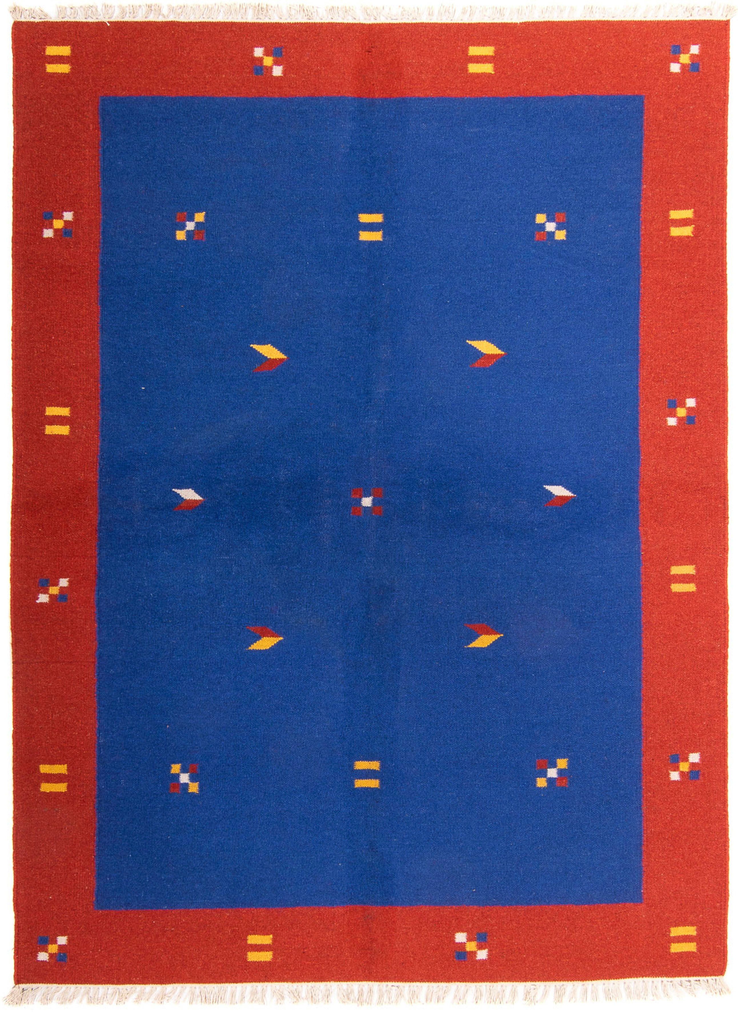 Wollteppich Kelim - Trendy - rechteckig, 4 morgenland, 240 mm, x cm 170 Höhe: dunkelblau, Einzelstück Wohnzimmer, 