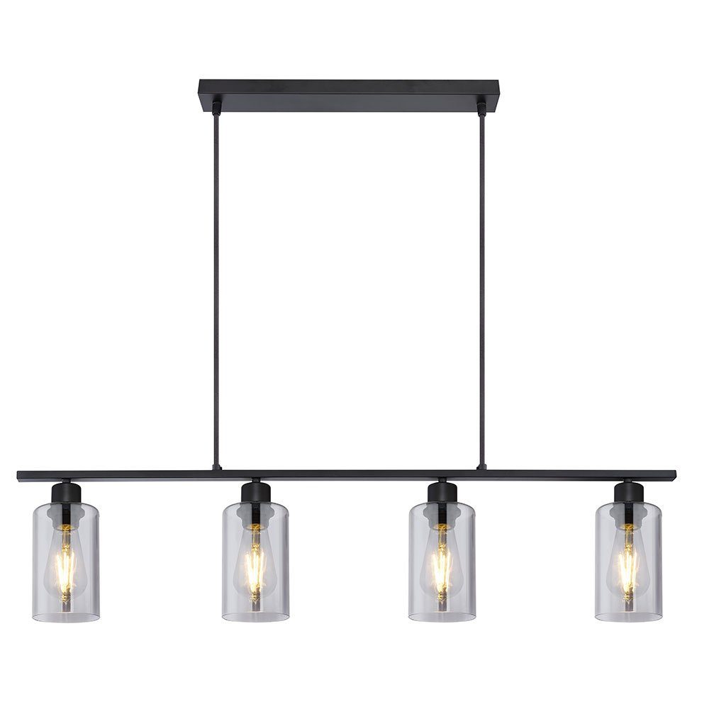 GLOBO LIGHTING LED Pendelleuchte, Leuchtmittel inklusive, Warmweiß, Hängeleuchte Pendelleuchte Esszimmerlampe Rauchglas schwarz LED 120 cm
