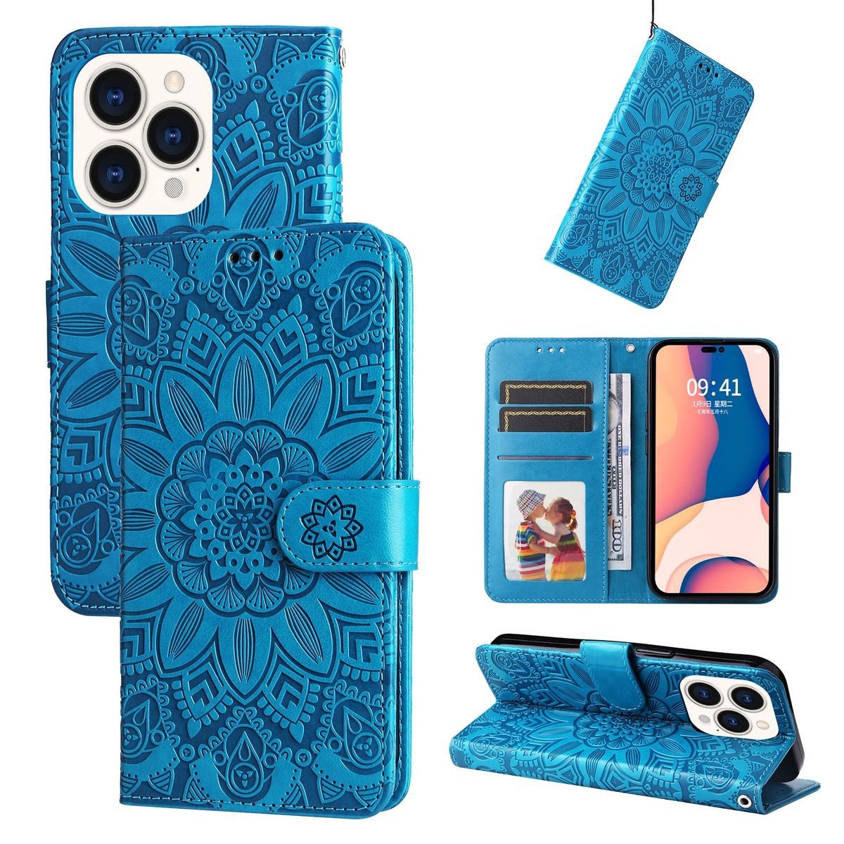 König Design Handyhülle Apple iPhone 14 Pro, Schutzhülle Schutztasche Case Cover Etuis Wallet Klapptasche Bookstyle