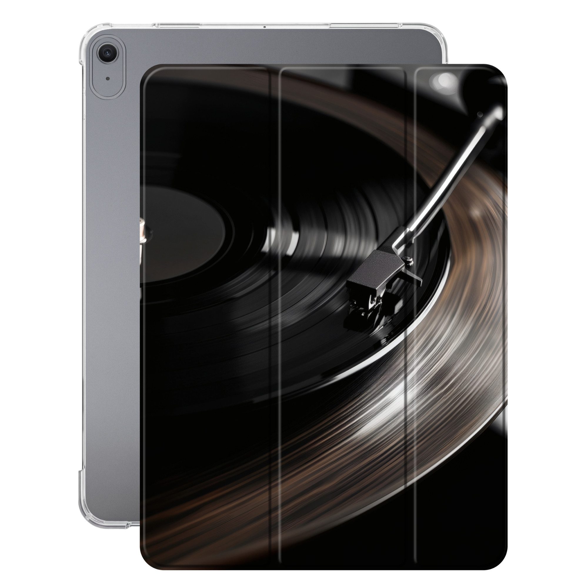 OnlyWow Tablet-Hülle Apple iPad Air 2025 13 inch Nahaufnahme - Vinyl-Schallplattenspieler -, Klapptasche, Stoßfest, mit Standfunktion, Print