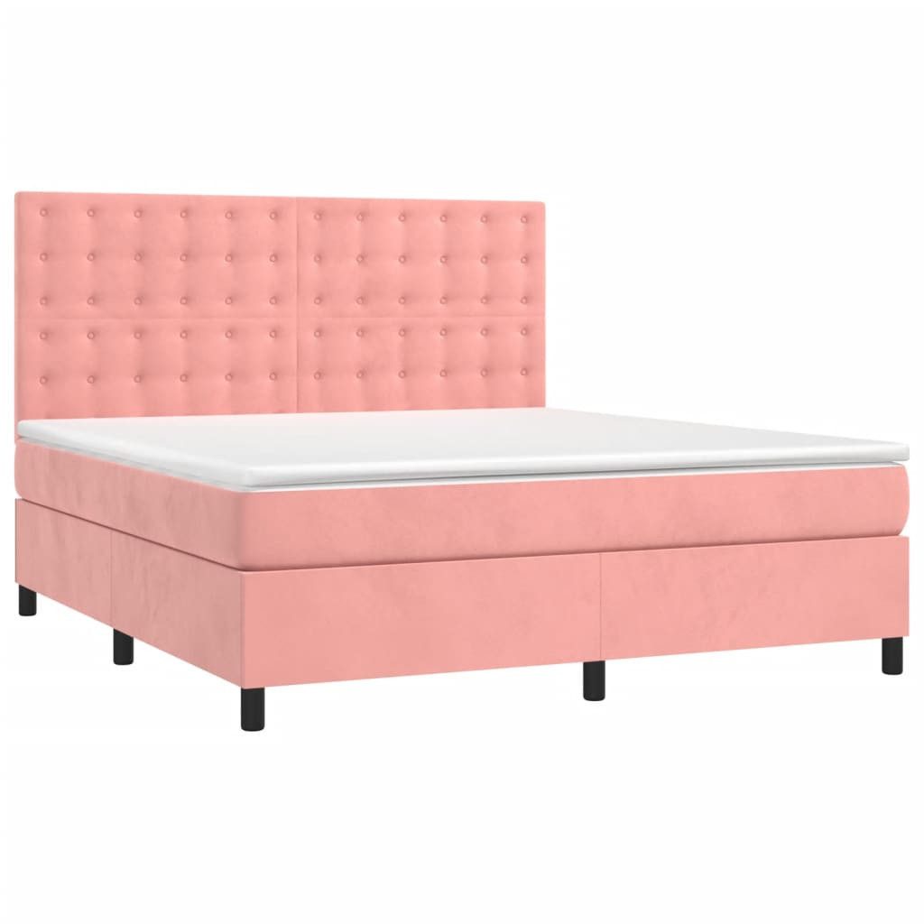 Bett Boxspringbett mit Matratze & LED Rosa 160x200 cm Samt