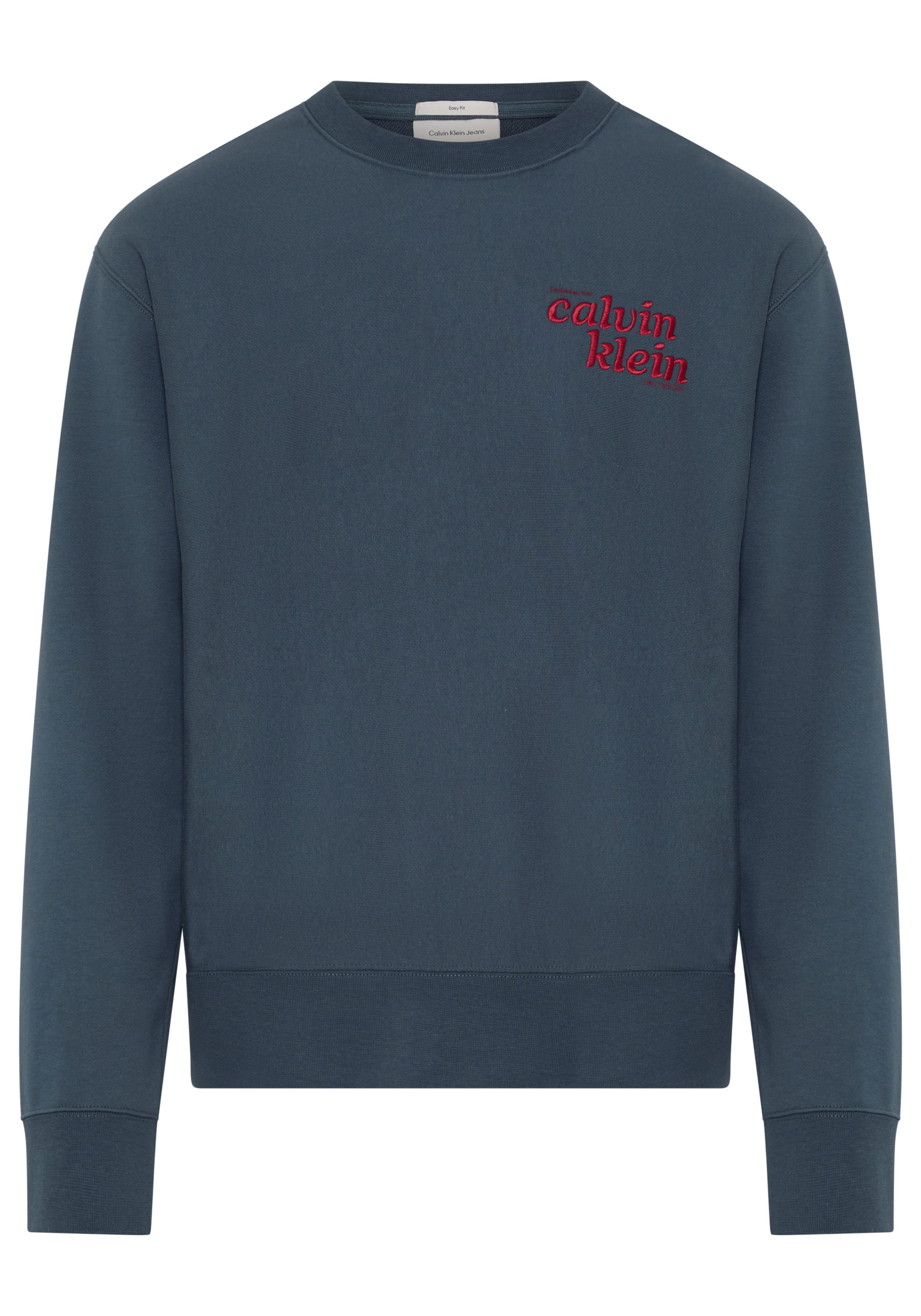 Calvin Klein Jeans Sweatshirt Rundhalsausschnitt, Regular Fit, Stickerei