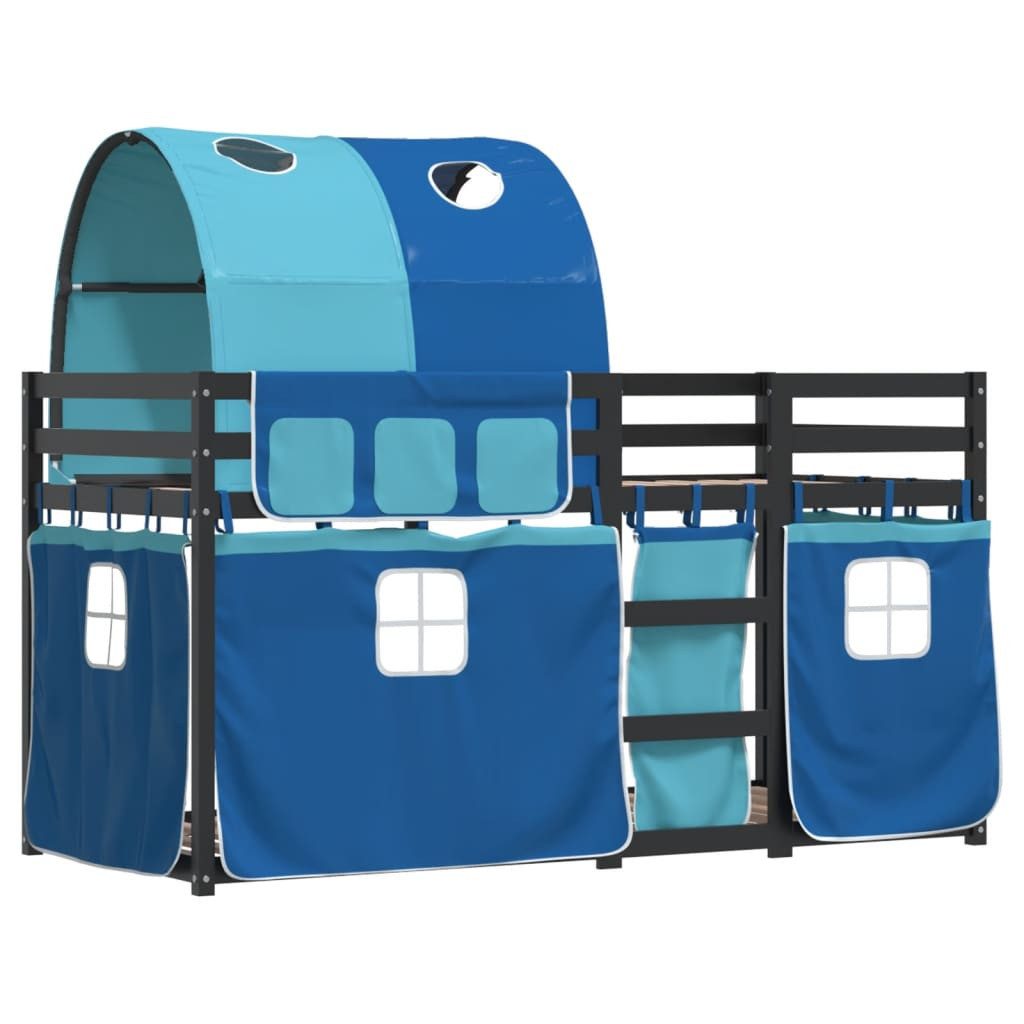 vidaXL Bett Etagenbett mit Vorhängen Blau günstig online kaufen