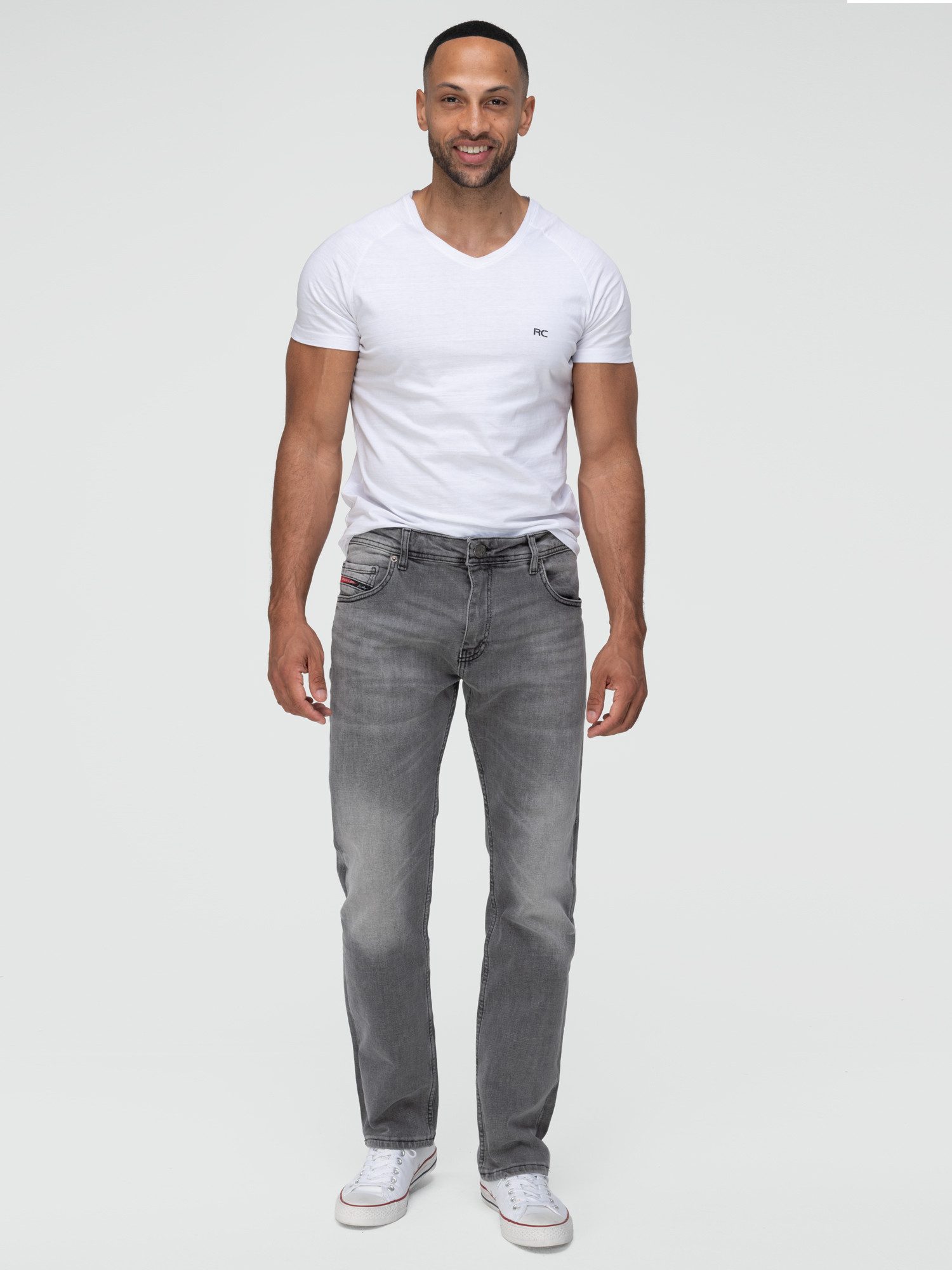 Lorenzo Loren Straight-Jeans Herren Jeans Hose Grau Stonewashed LL-4020 – Bild 4 von 5