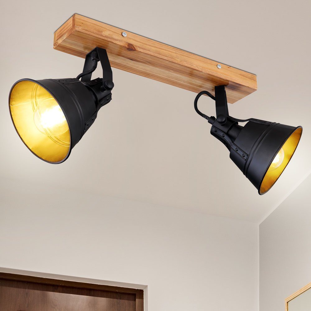 etc-shop LED Deckenspot, Leuchtmittel VINTAGE Leuchte Warmweiß, Zimmer Wohn inklusive, Holz Decken Spot Lampe