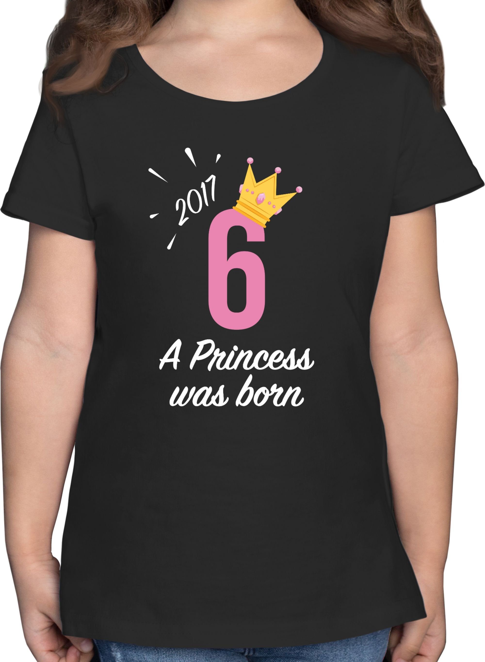 Shirtracer T-Shirt Sechster Mädchen Princess 2017 6. Geburtstag 2 Schwarz