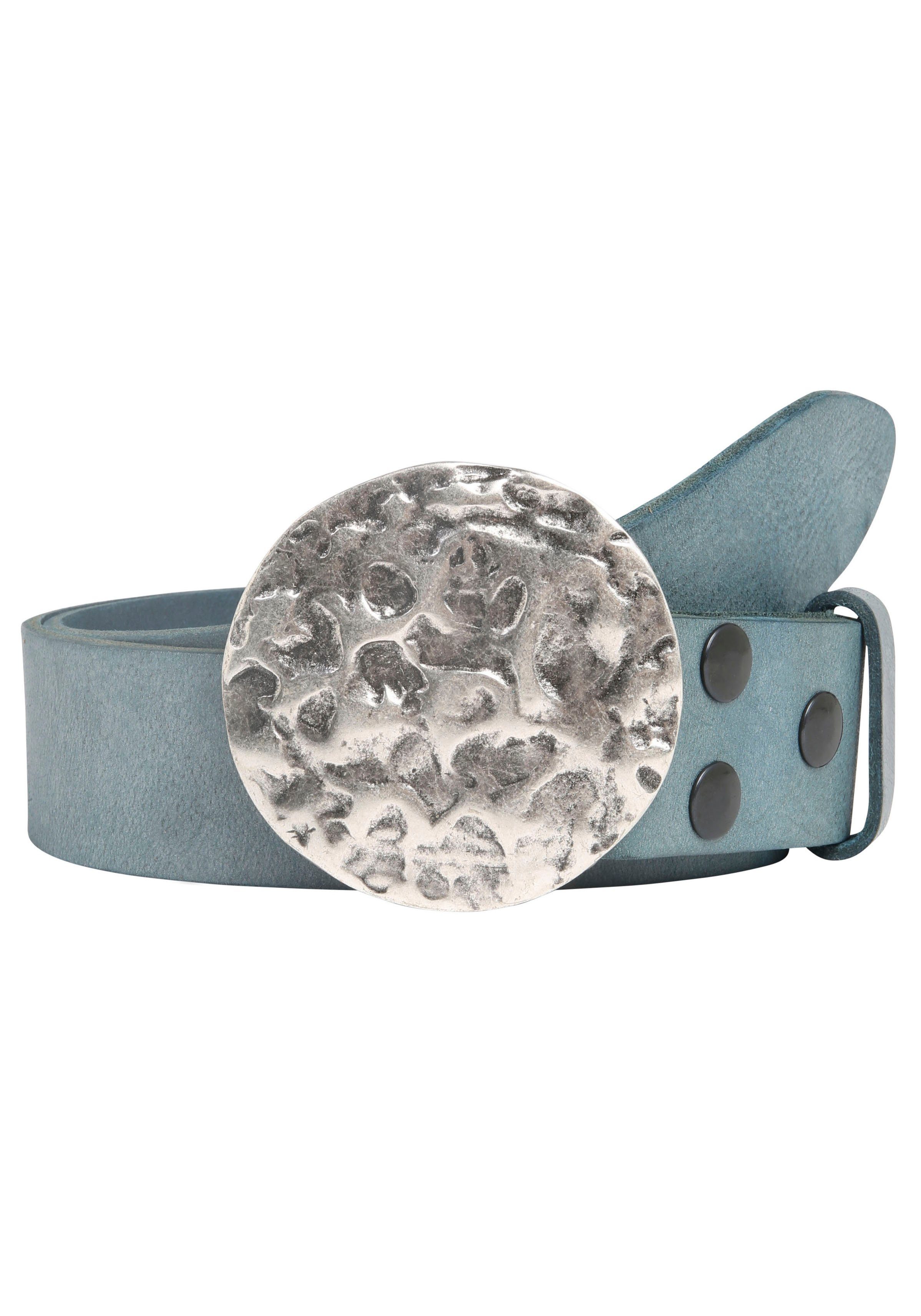 RETTUNGSRING by »Vollmond 019° Ledergürtel mit austauschbarer »Gump Silber« showroom Schließe Jeansblau«