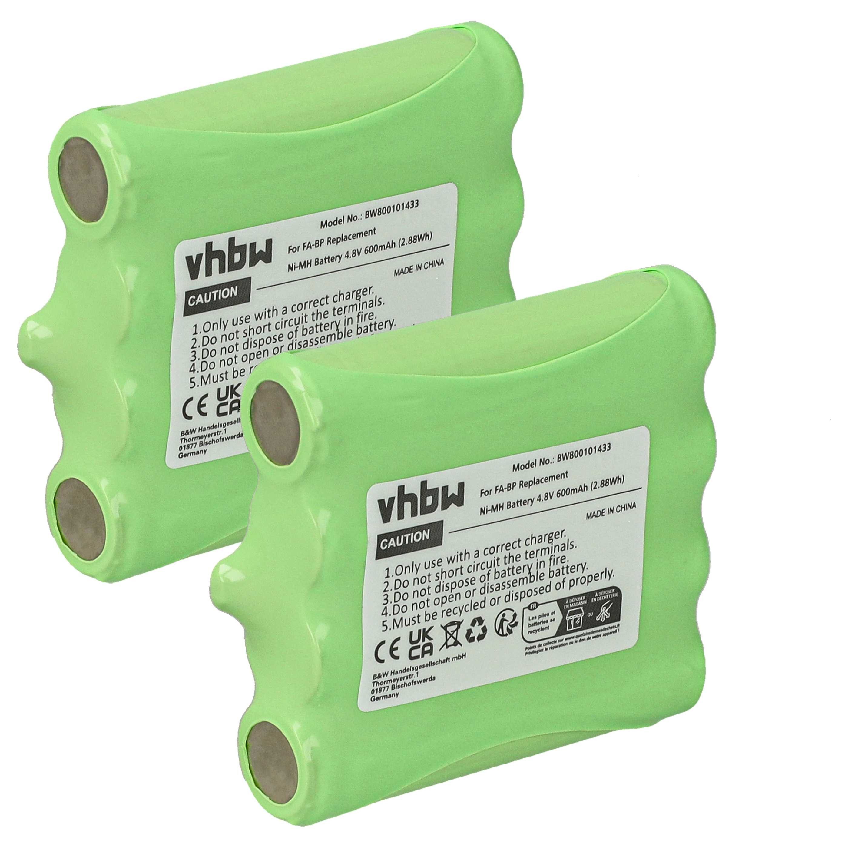 vhbw Akku passend für Maxon ACC510, ACC511, PMR508, PMR50, RS446 Mobilfunk Akku Akku NiMH 600 mAh (4,8 V, 2 St), Leistungsfähige Austausch-Akkus für Ihr Funkgerät, Walkie-Talkie