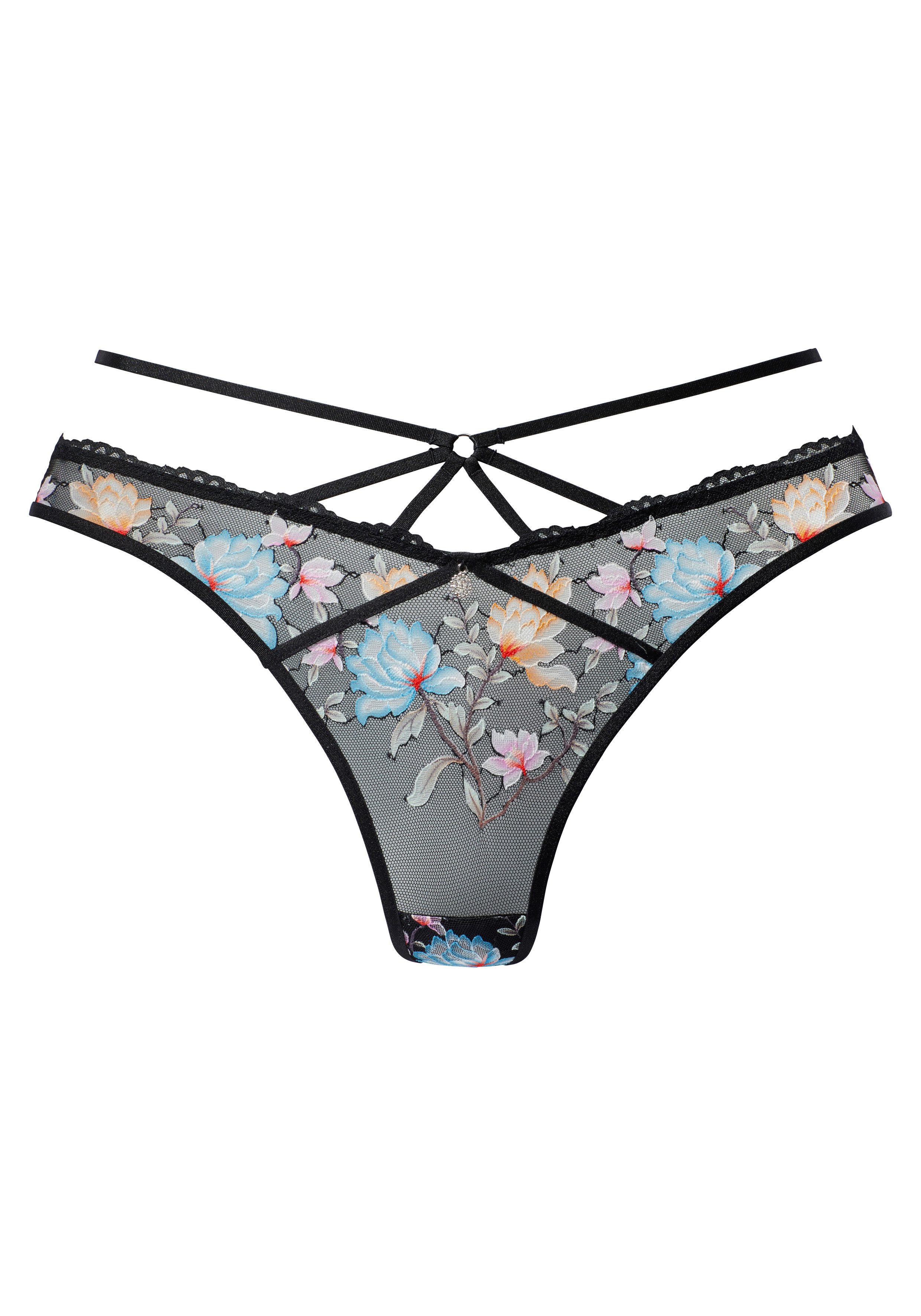 Vivance by Lascana String aus bunter, floraler Spitze mit Bänder-Optik