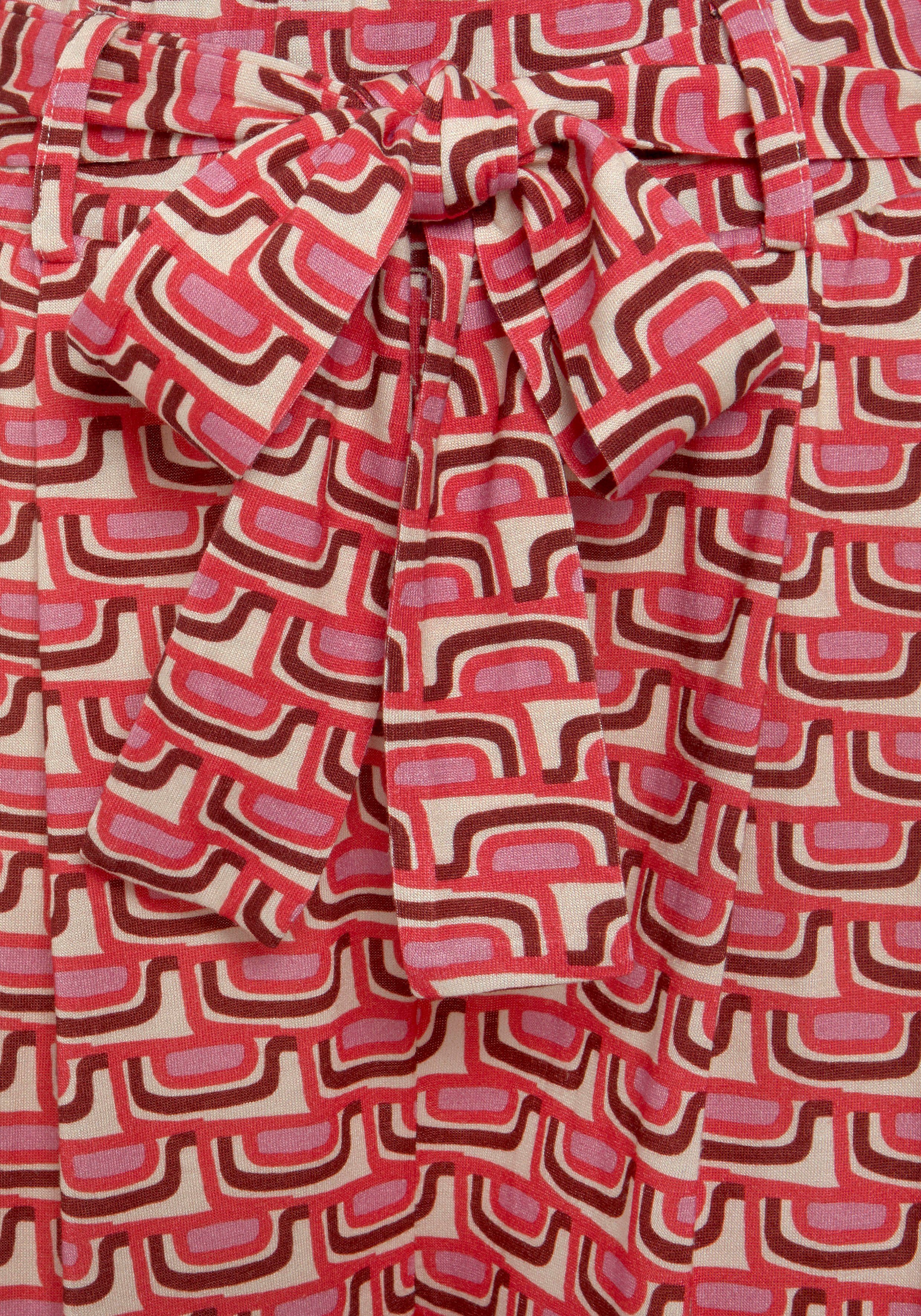 Vivance Culotte in weitem, bequemen Schnitt (mit Bindegürtel) mit Retroprint, leichte Jerseyhose, luftige Sommerhose, Schlupfhose